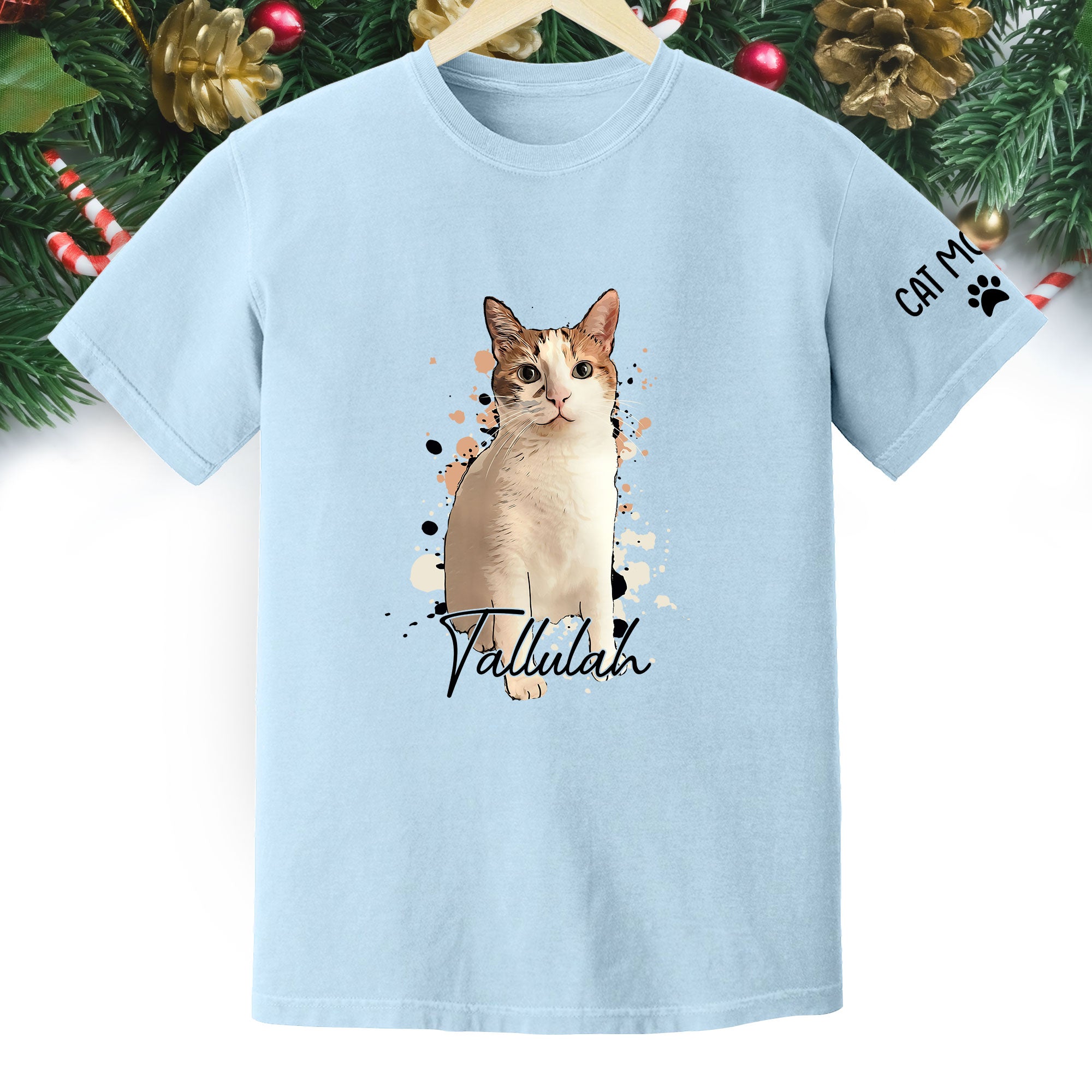 Personalized Cat Mom T-Shirt – Custom Cat Photo Shirt with Pet Name, Unique Gift for Cat Lovers