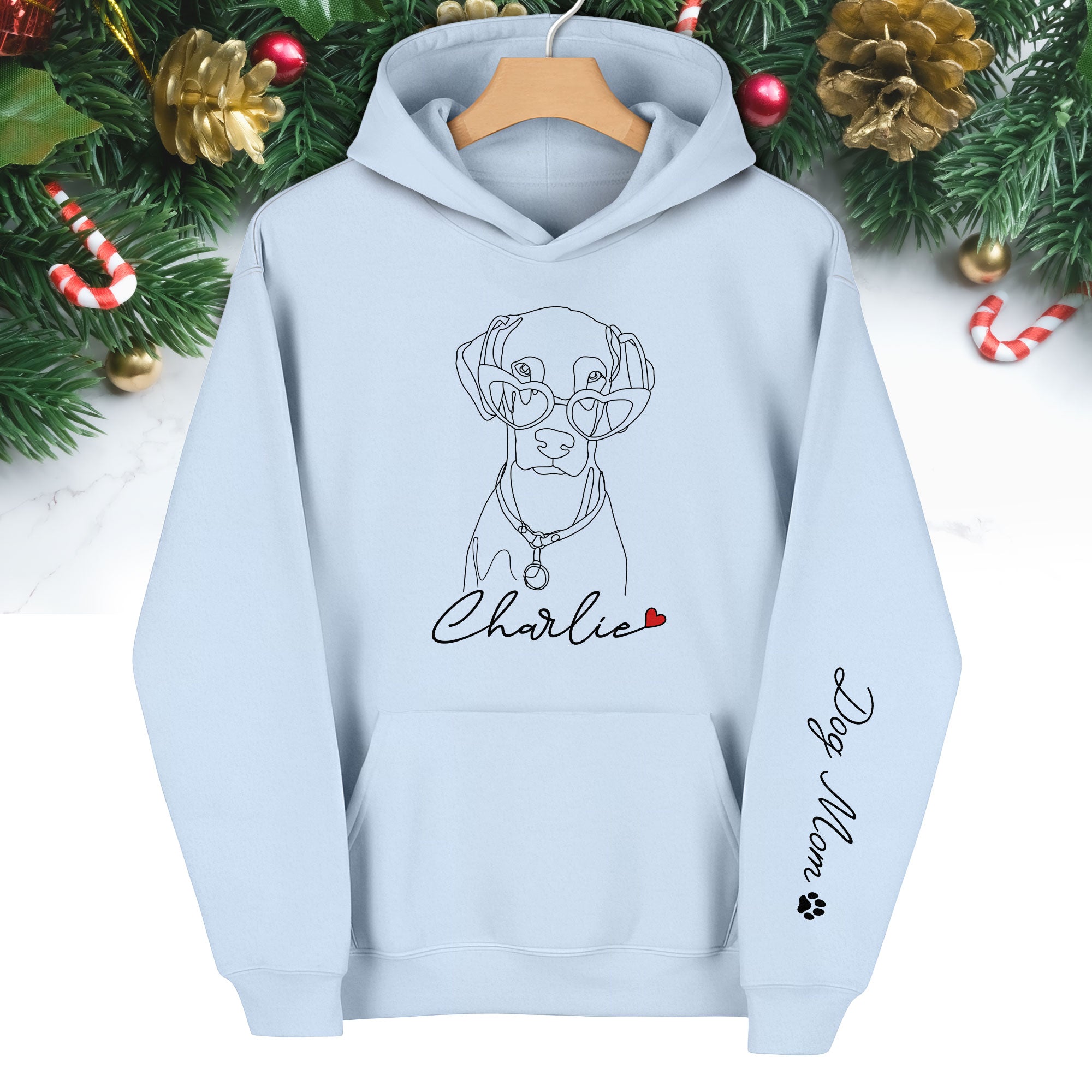 Custom Line Art Dog Hoodie – Personalized Pet Drawing & Name Gift for Pet Owners