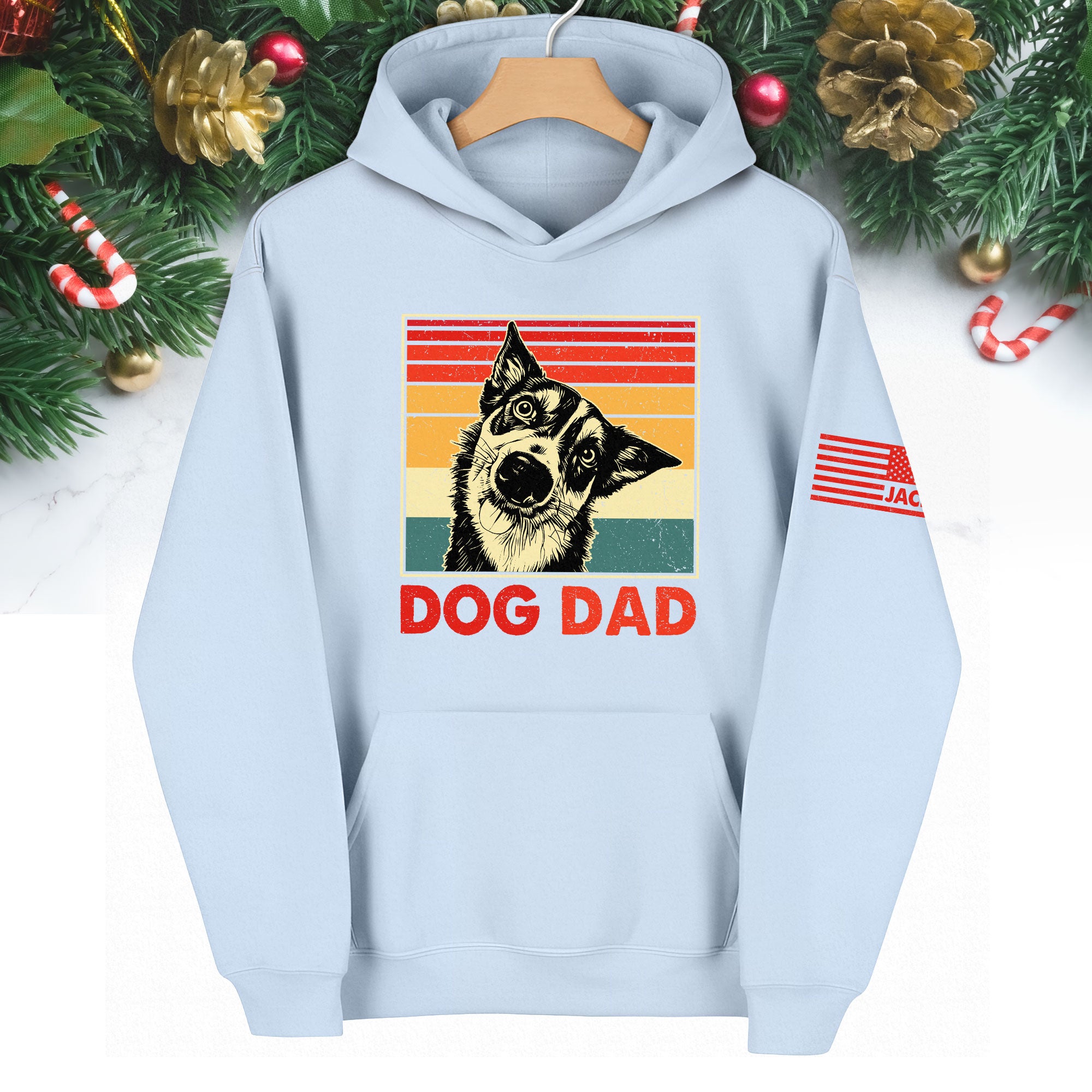 Custom Dog Dad Hoodie – Personalized Pet Photo Retro Hoodie, Gift for Dog Lovers