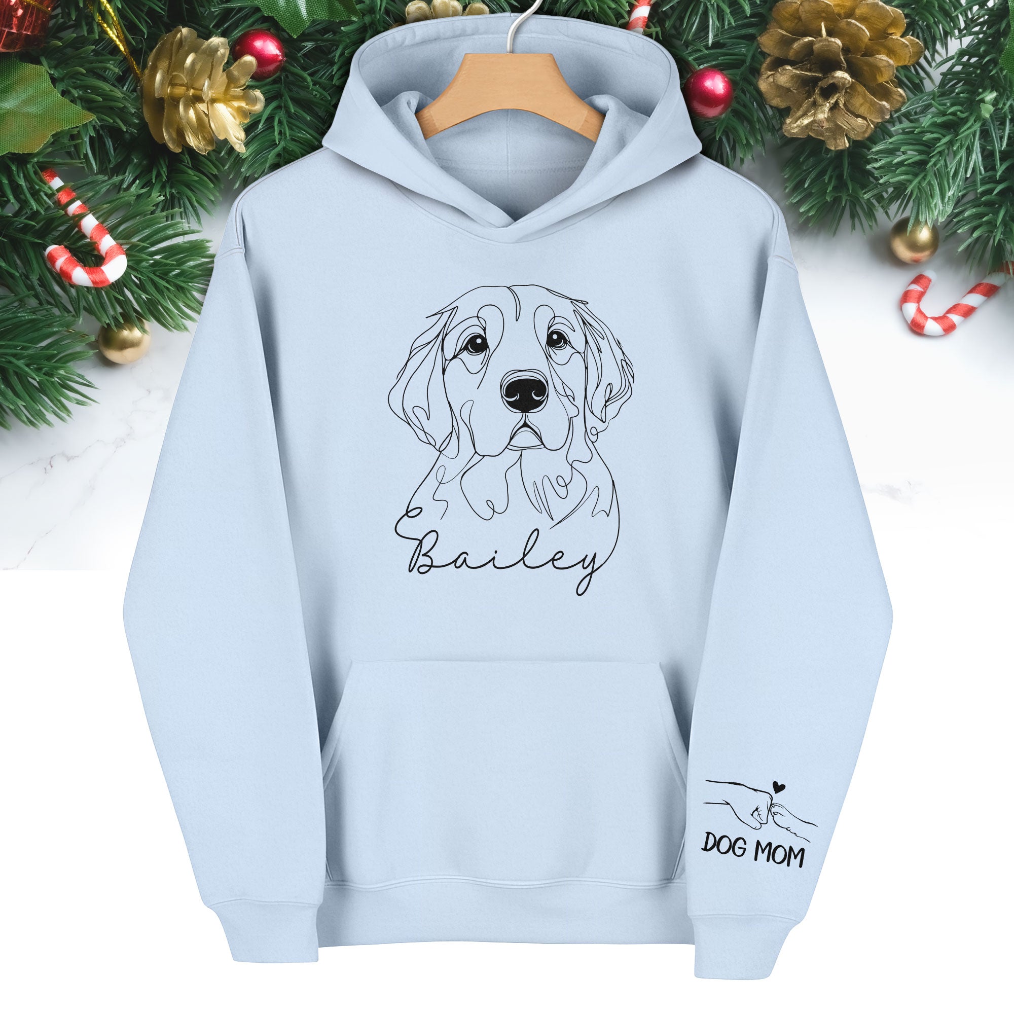 Personalized Pet Line Art Hoodie – Custom Dog or Cat Drawing with Name | Dog Mom Gift