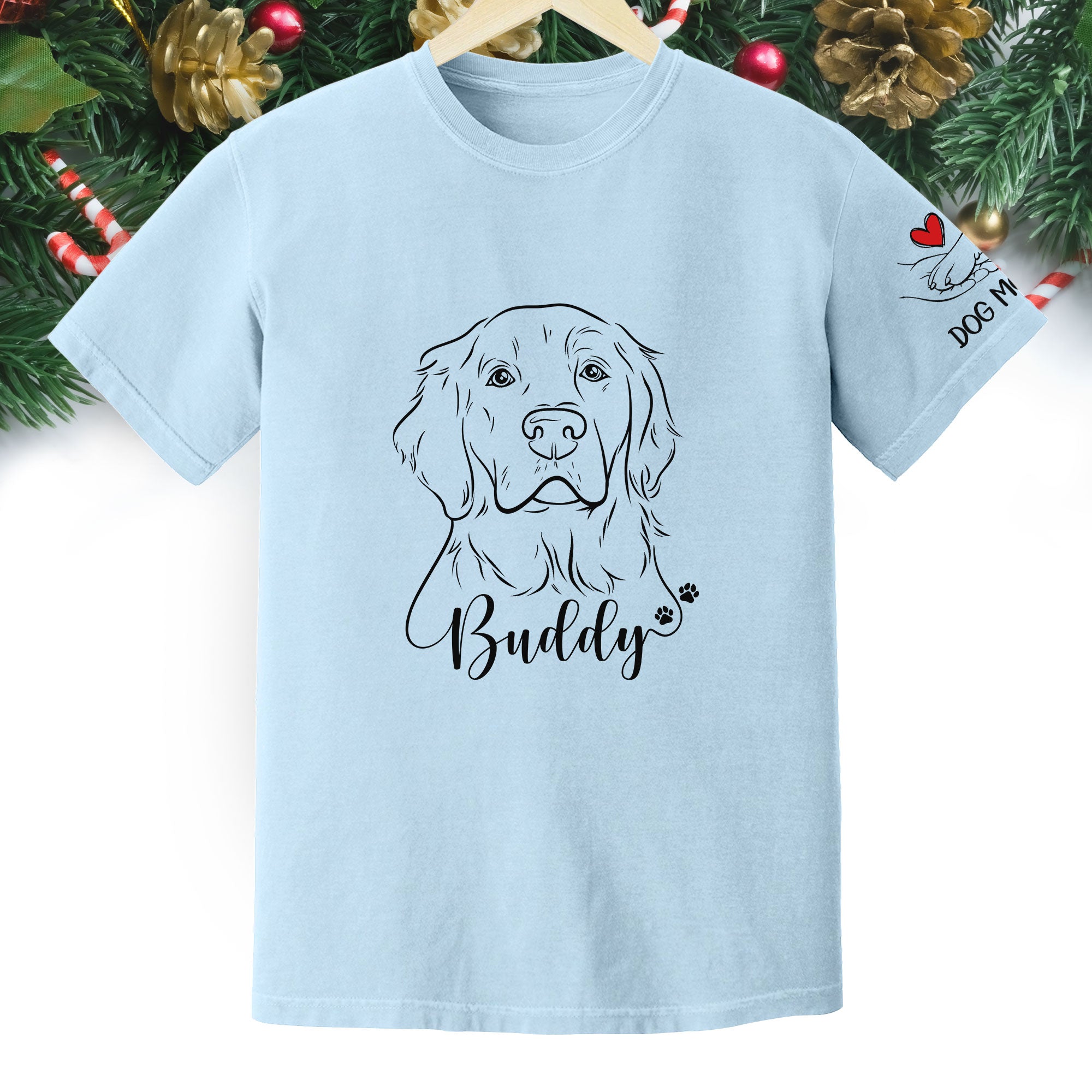 Custom Dog Mom T-Shirt – Personalized Line Art Dog Drawing, Unique Gift for Pet Lovers