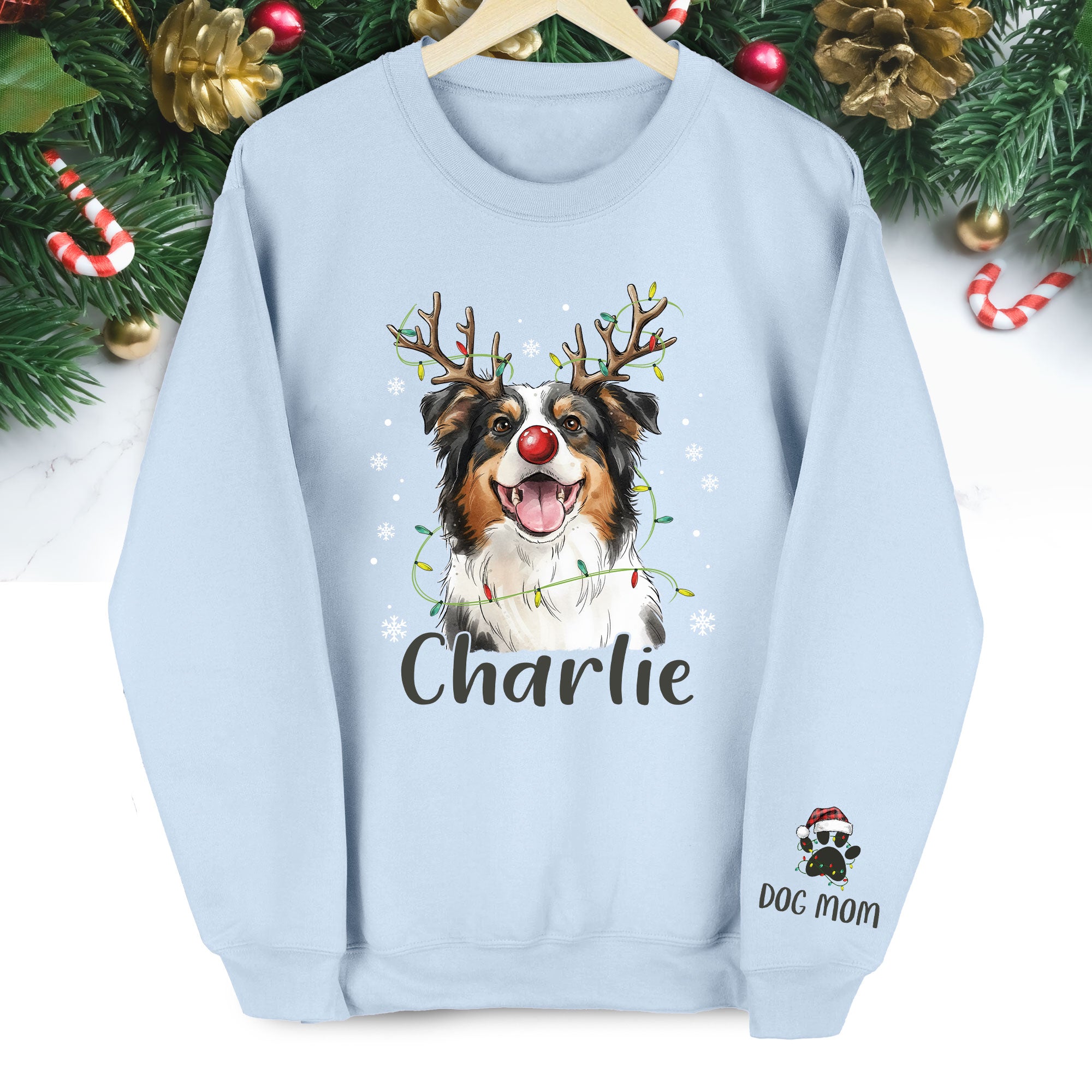 Personalized Dog Mom Sweatshirt with Custom Pet Face – Cozy Gift for Pet Owners