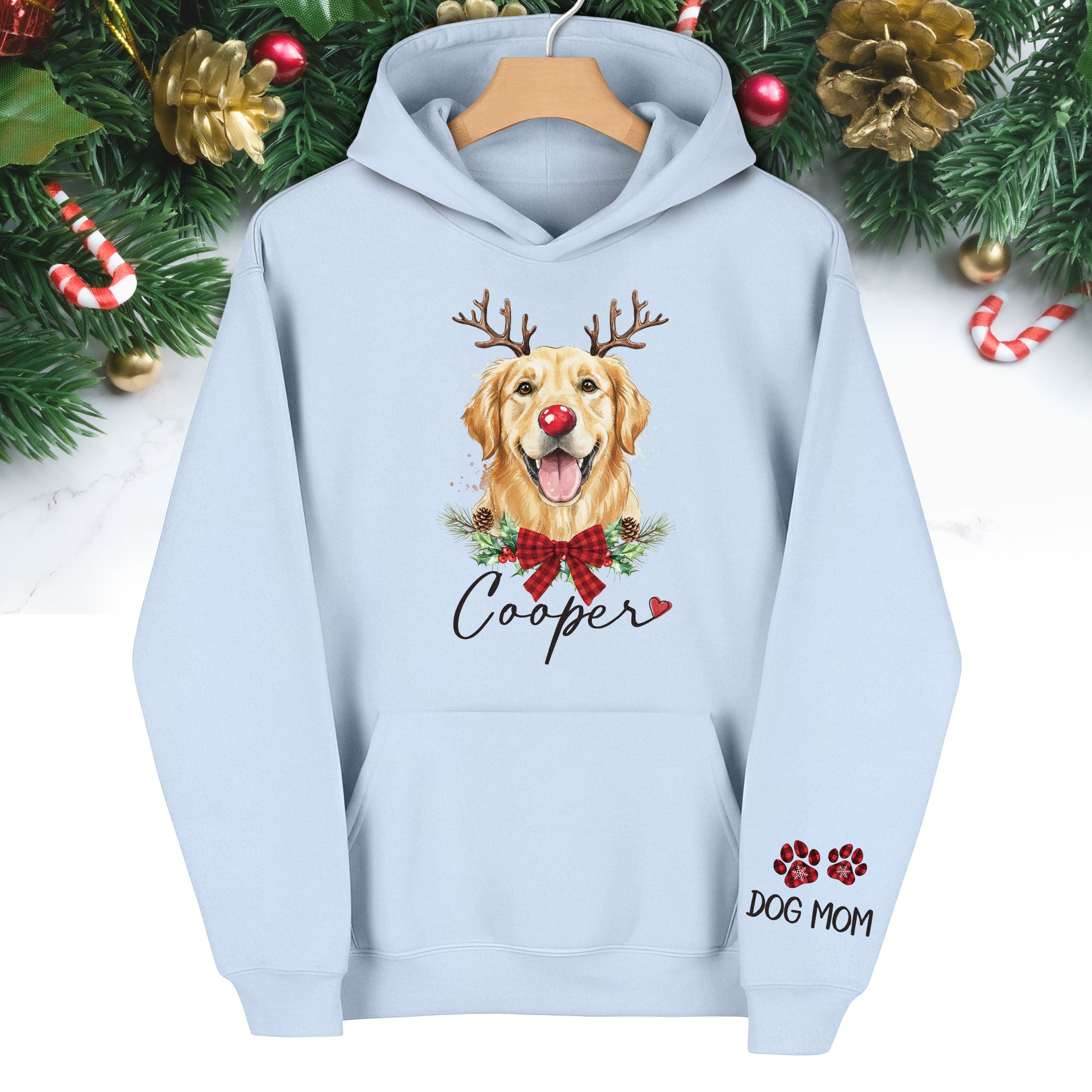 Dog Mom Christmas Hoodie – Cozy Holiday Sweatshirt for Pet Lovers