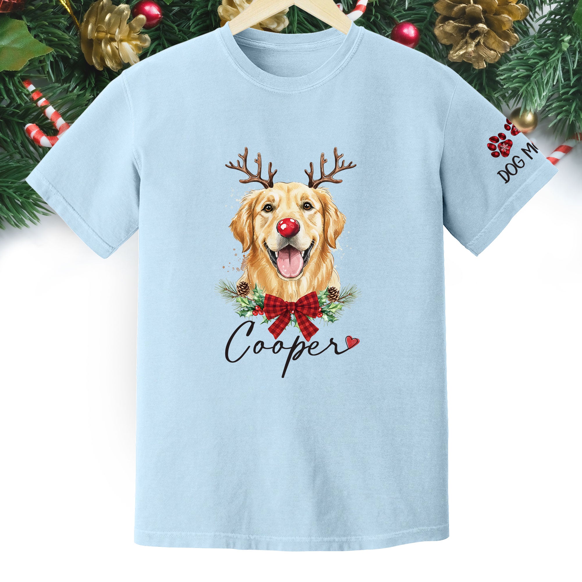 Dog Mom Christmas T-Shirt – Cute Personalized Holiday Tee for Pet Lovers