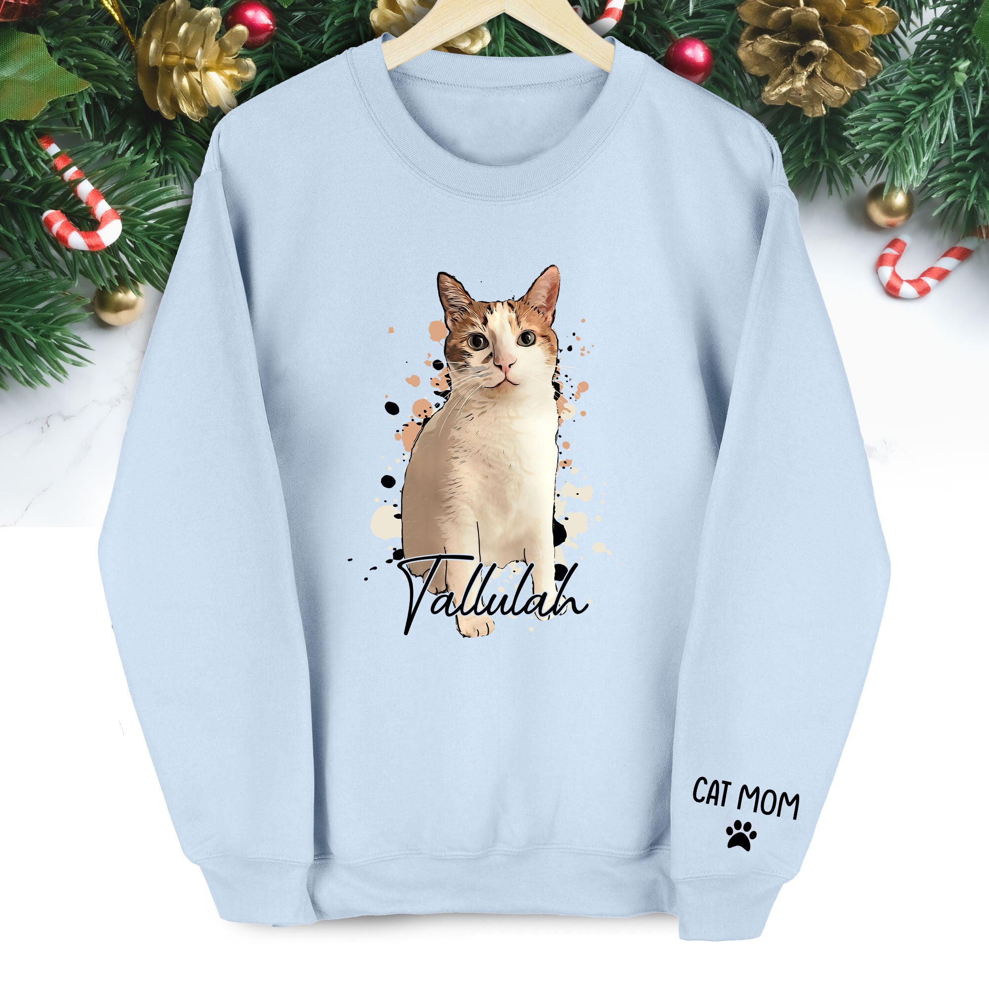 Personalized Cat Mom Sweatshirt – Custom Photo Sweatshirt for Women Cat Lovers