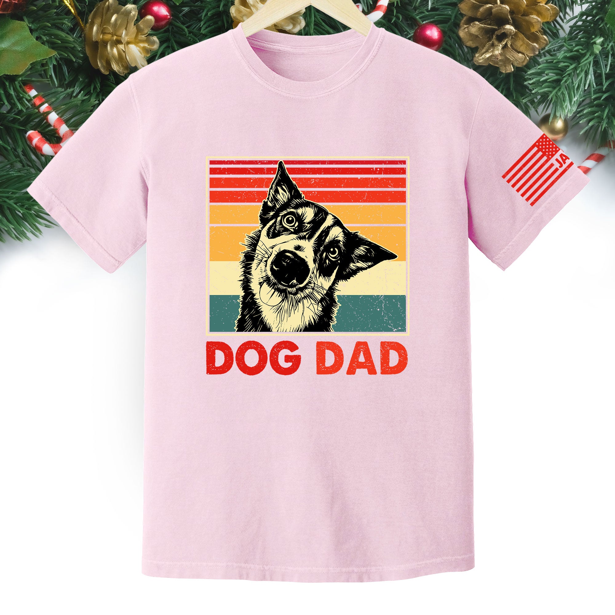 Custom Dog Dad T-Shirt – Personalized Pet Portrait Vintage Tee, Unique Gift for Dog Lovers
