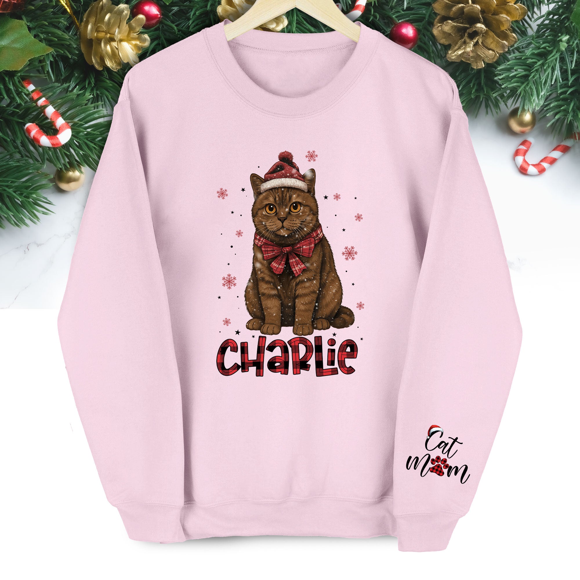 Personalized Cat Mom Sweatshirt  – Custom Christmas Sweatshirt