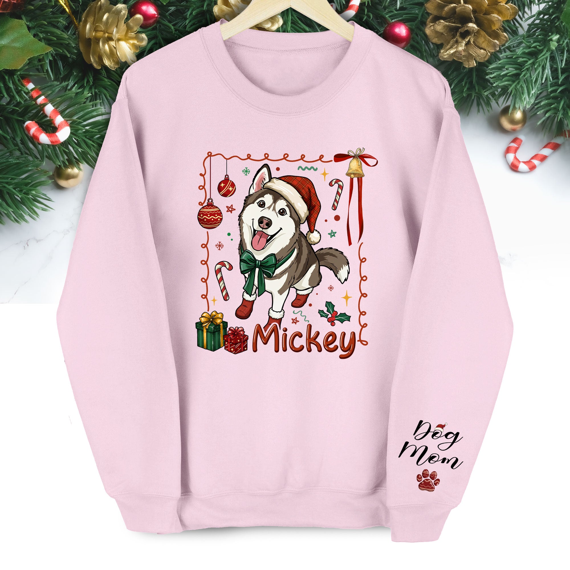 Personalized Dog Mom Sweatshirt – Custom Christmas Sweatshirt for Women
