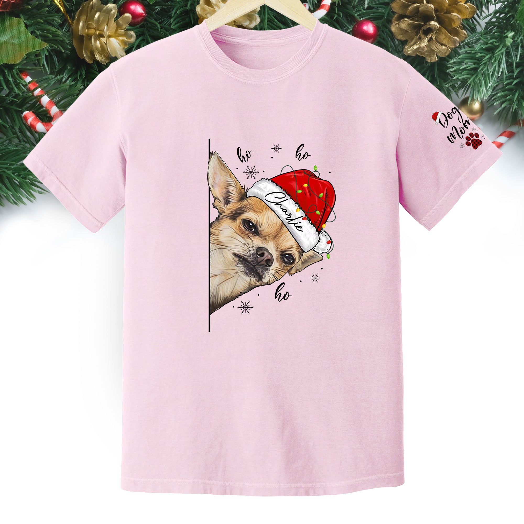 Custom Pet T-Shirt – Personalized Dog Photo Shirt, Christmas Gift for Women Dog Mom