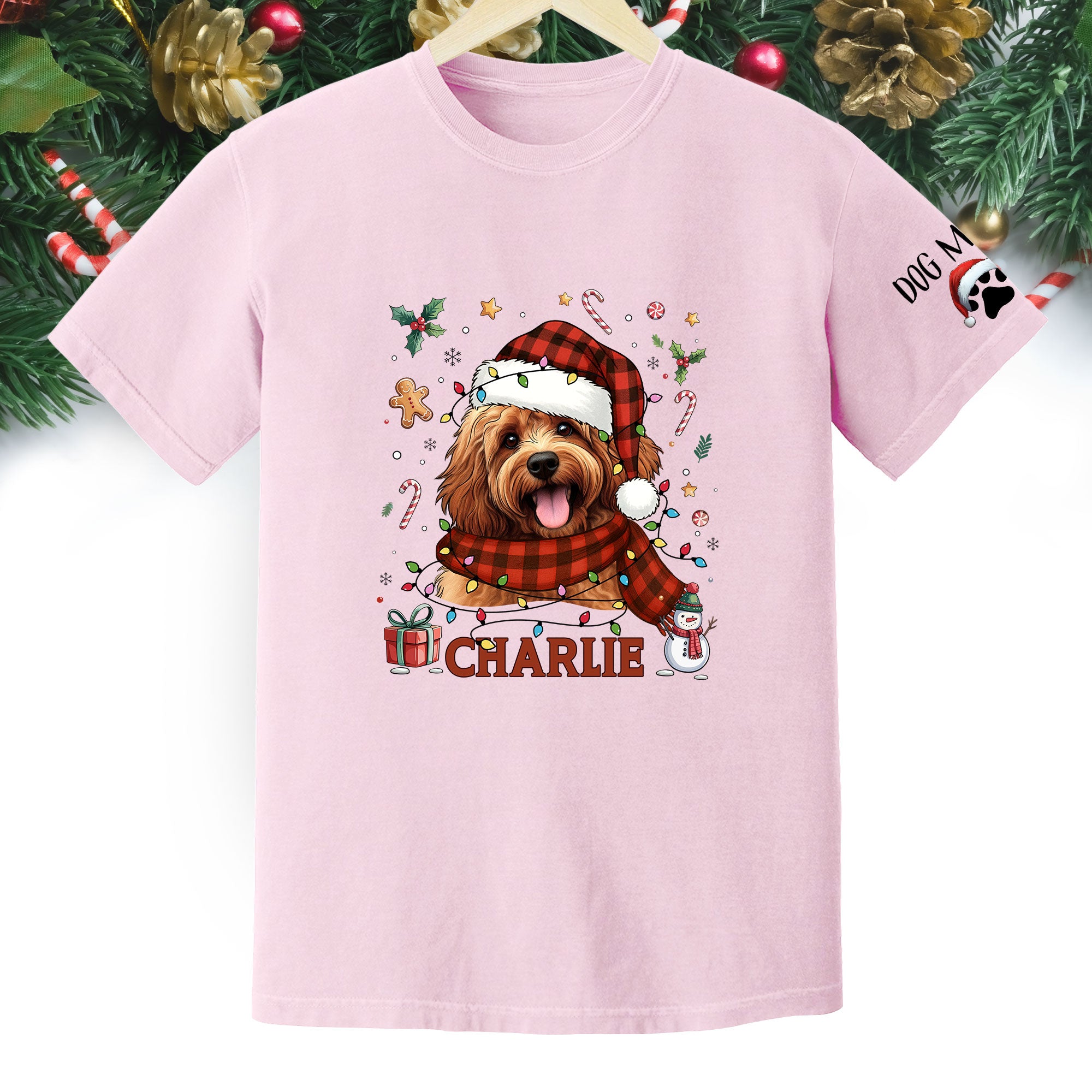 Custom Dog Christmas T-Shirt – Personalized Pet Photo Shirt, Holiday Gift for Dog Mom