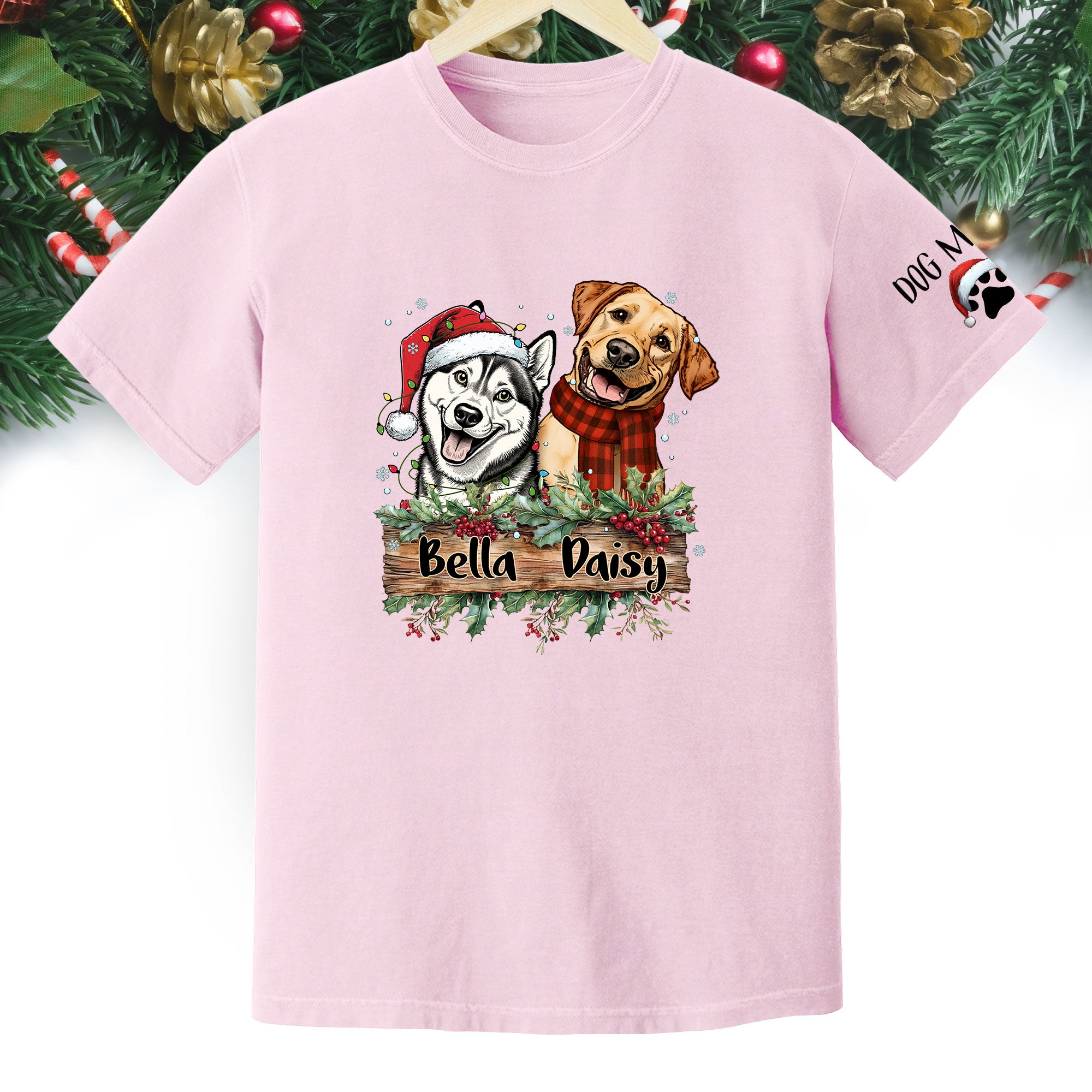Christmas Dog T-Shirt – Custom Pet Photo Tee, Personalized Holiday Gift for Dog Lovers