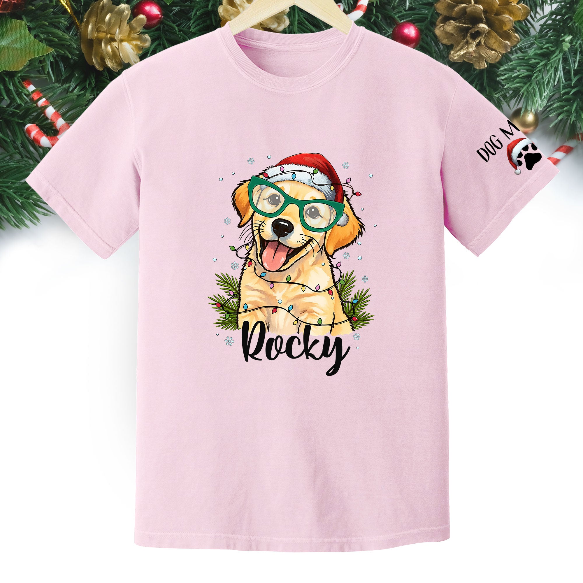 Custom Pet Christmas Shirt – Personalized Dog T-Shirt, Cute Holiday Gift for Pet Lovers
