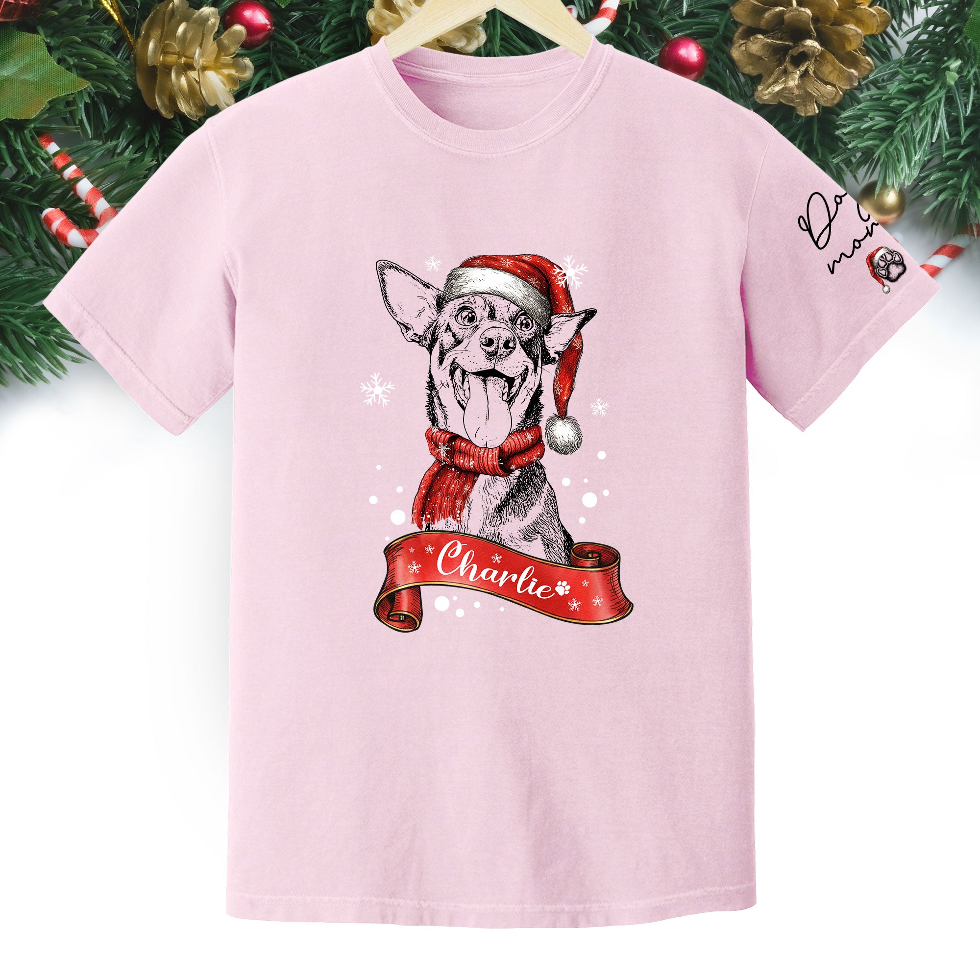 Christmas Dog T-Shirt – Custom Pet Photo Shirt, Funny Personalized Gift for Pet Lover