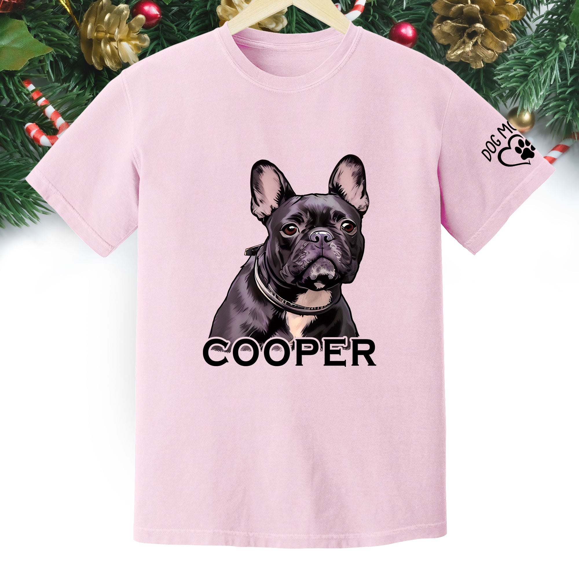 Custom Dog Mom T-Shirt – Personalized Pet Portrait & Name, Cute Dog Lover Gift