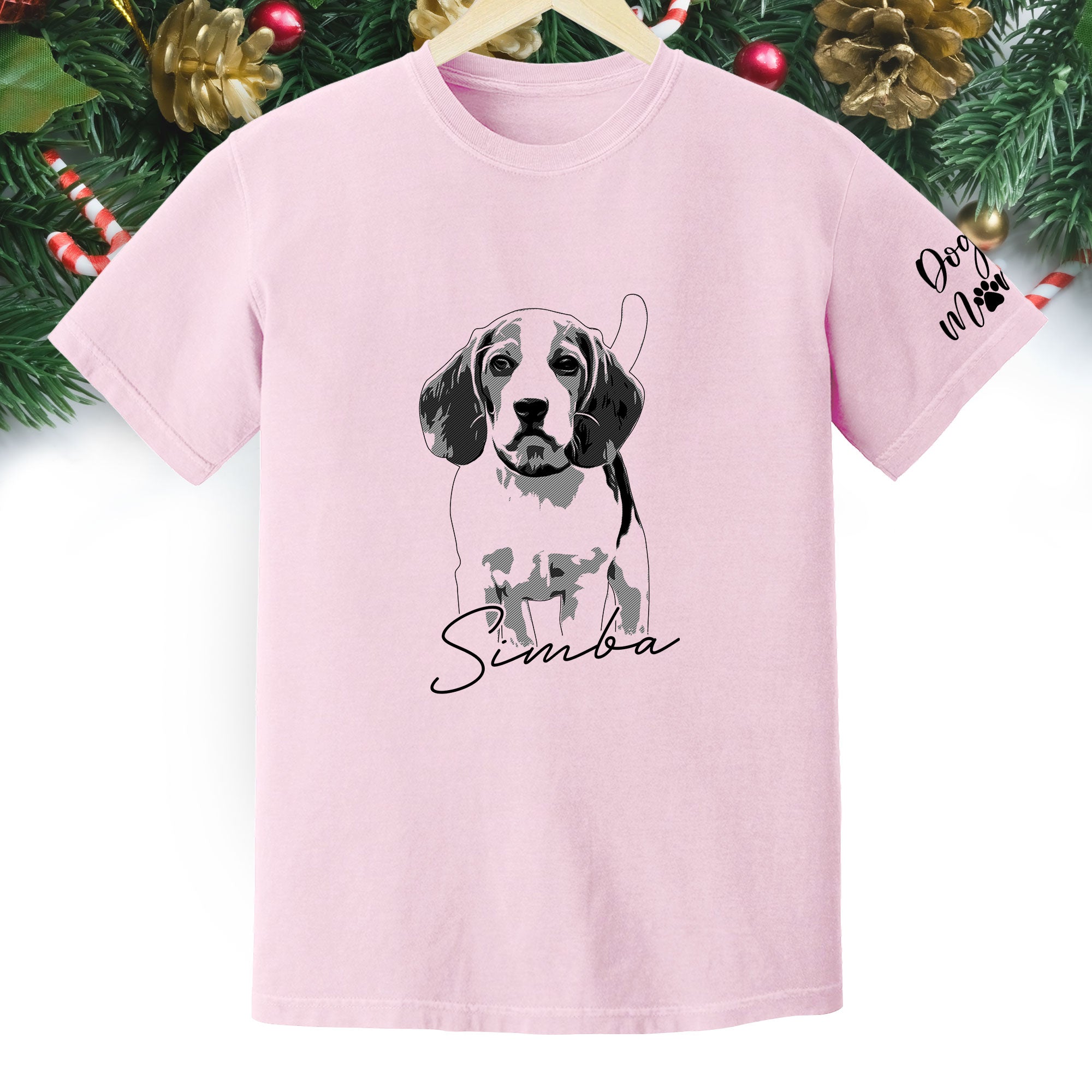 Custom Dog Lover T-Shirt with Name & Sleeve Print – Personalized Pet Graphic Tee