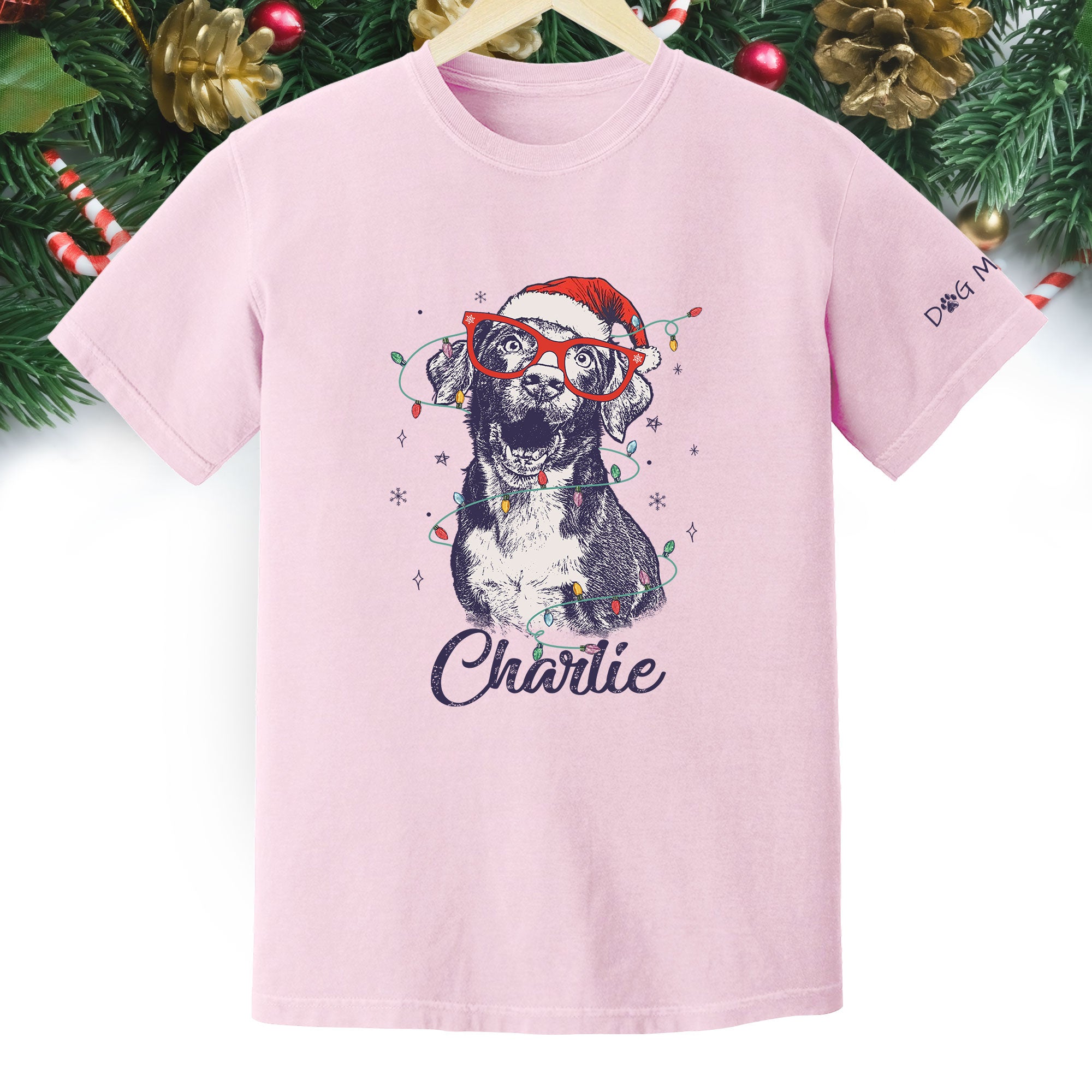 Personalized Dog Christmas Shirt – Custom Pet Photo Tee, Holiday Gift for Dog Mom