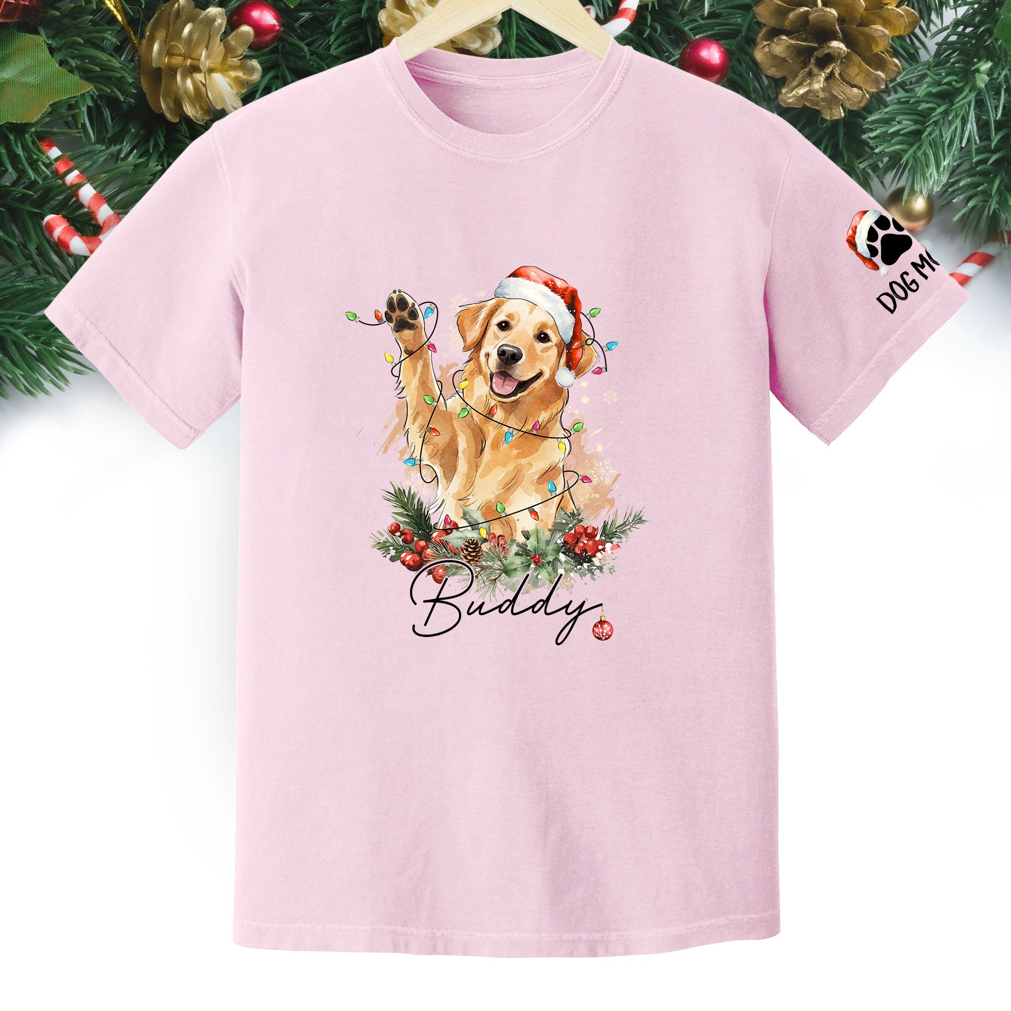 Custom Pet Photo T-Shirt – Personalized Dog Christmas Tee, Funny Gift for Dog Lovers