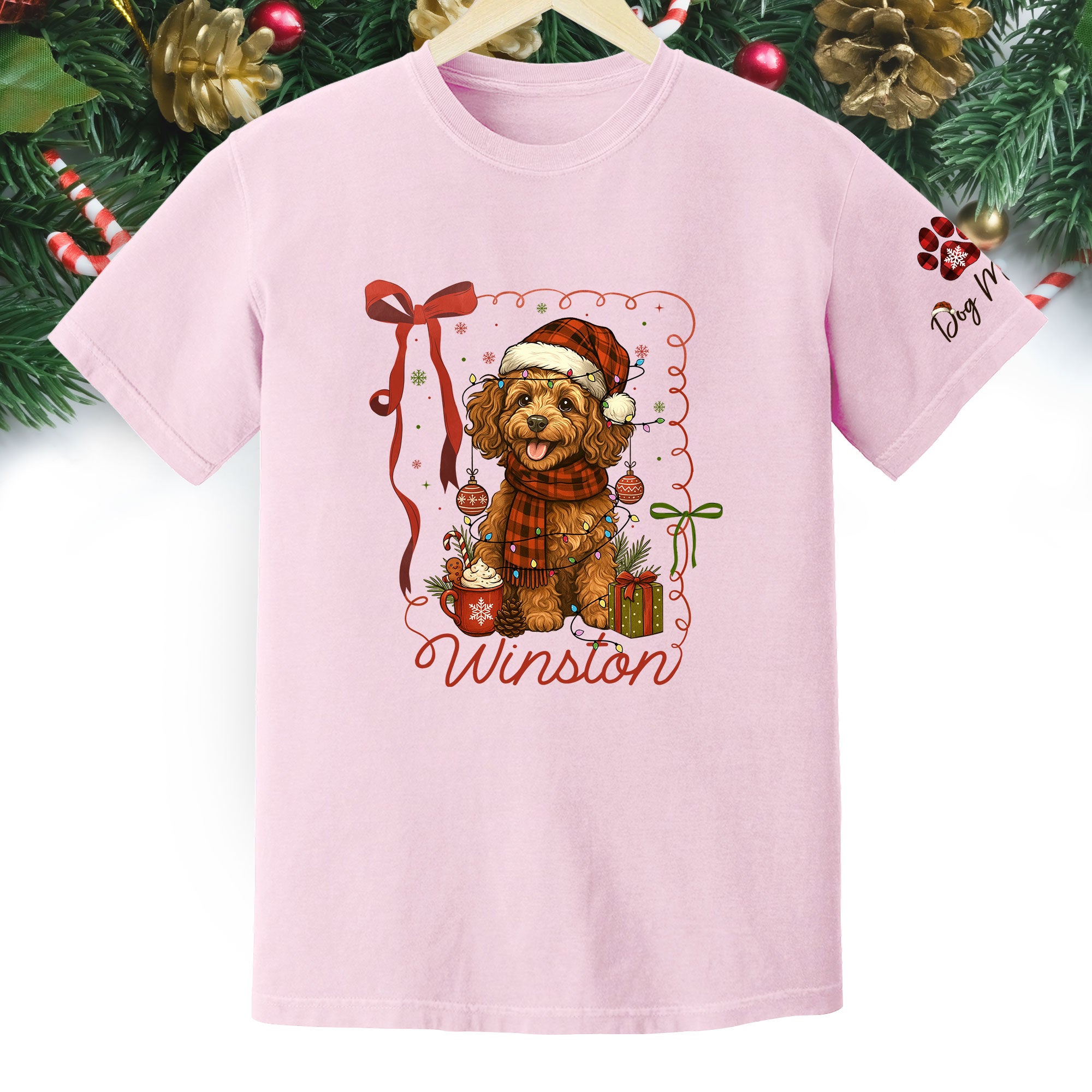 Dog Mom Christmas Shirt – Custom Pet Face T-Shirt, Personalized Holiday Gift Idea