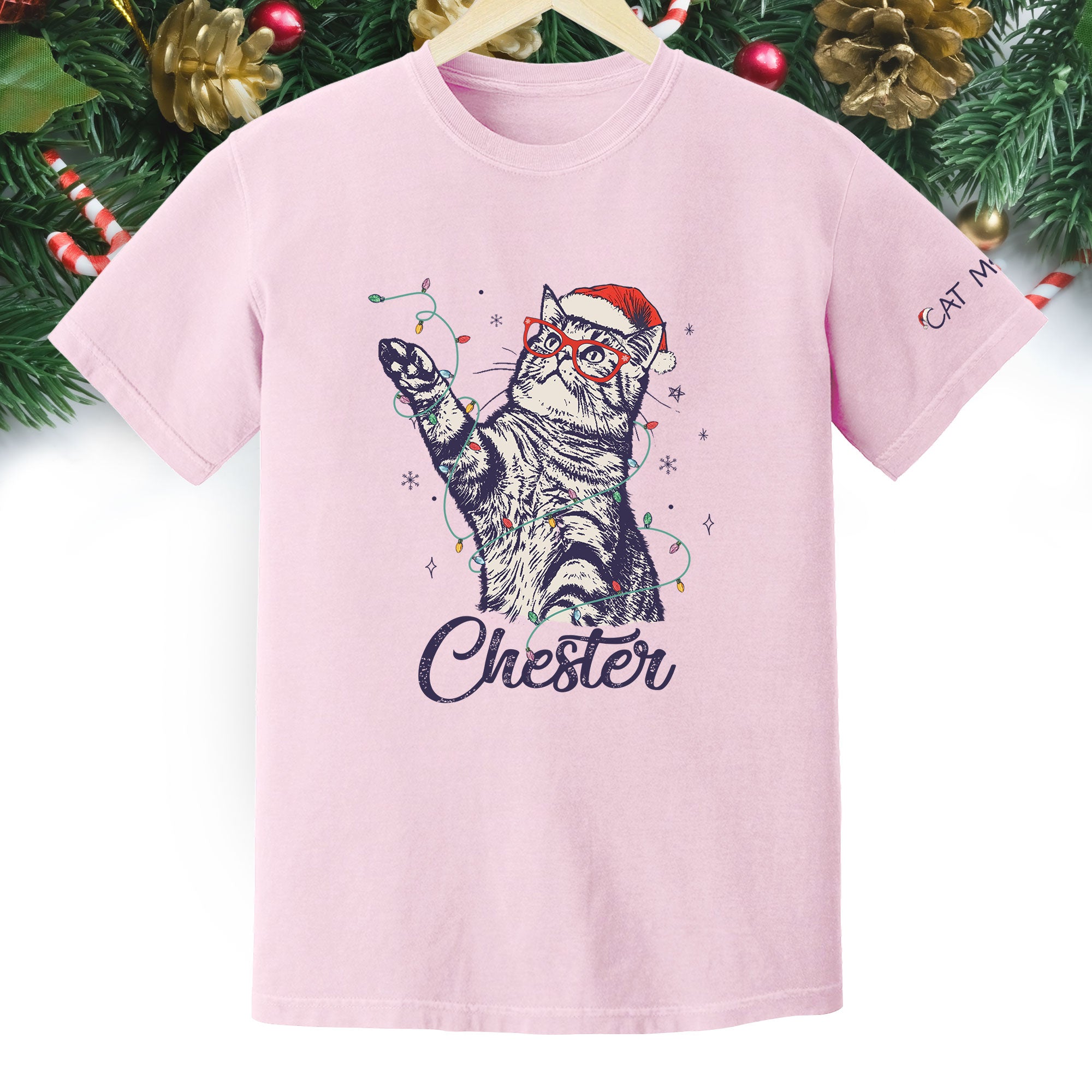 Personalized Cat Christmas Shirt – Custom Pet Photo T-Shirt, Holiday Gift for Cat Mom