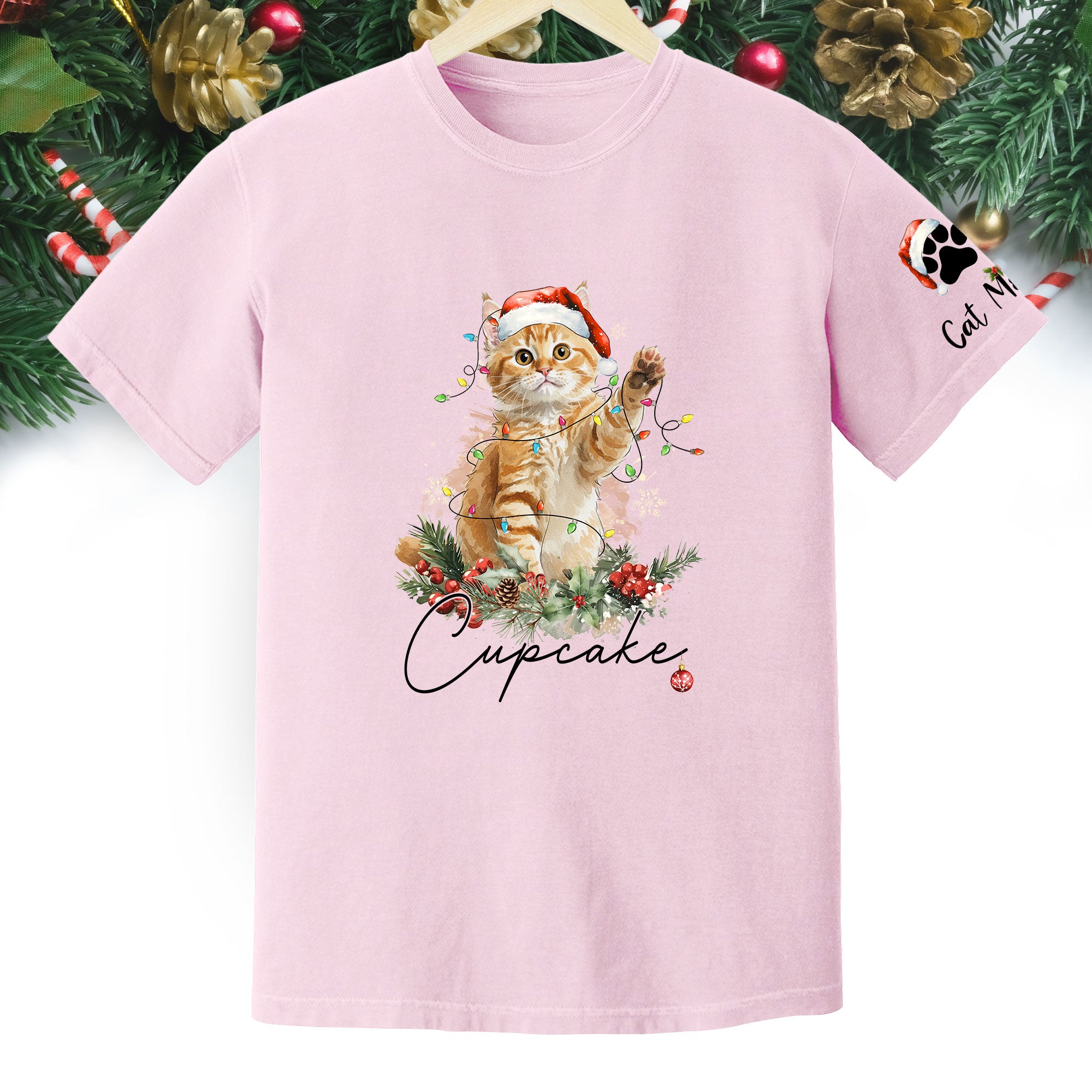 Custom Cat Lover T-Shirt – Personalized Pet Photo Christmas Shirt, Cute Gift for Pet Lovers