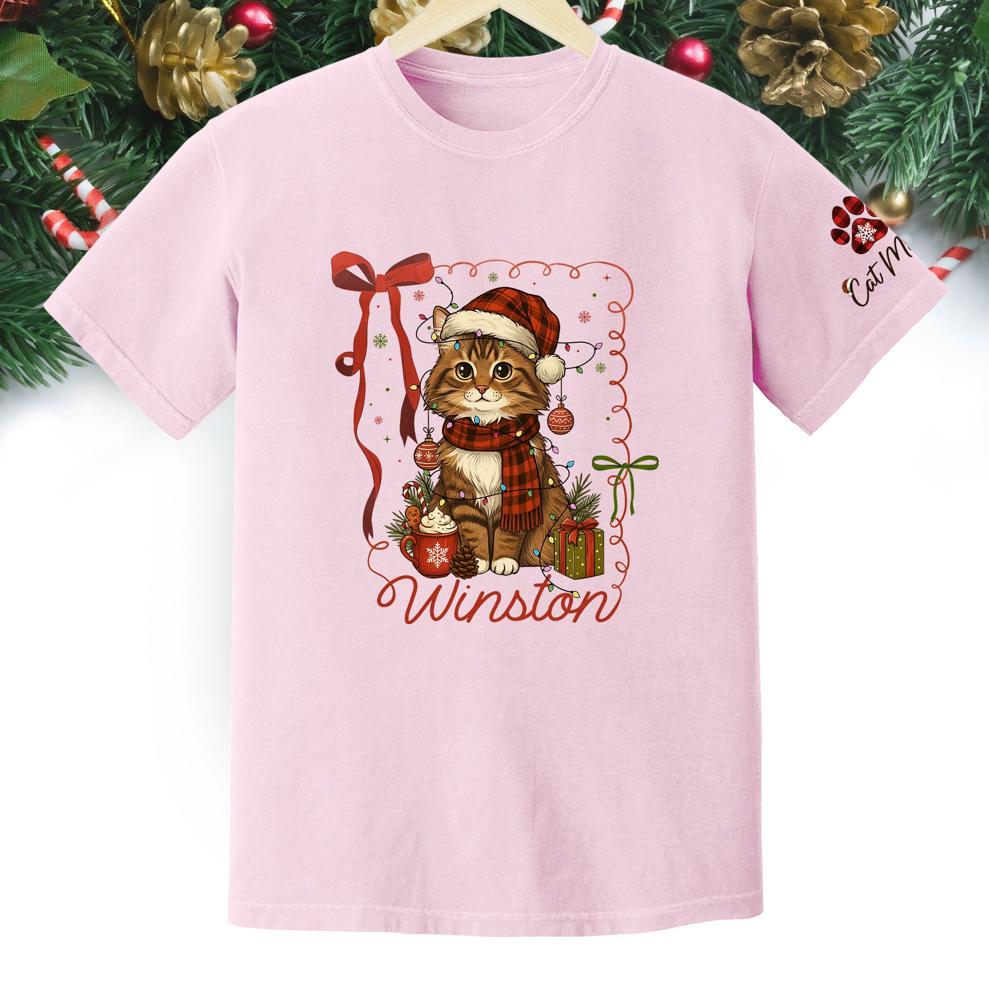 Custom Pet Christmas Shirt – Personalized Cat Photo Tee, Funny Holiday Gift for Pet Lovers