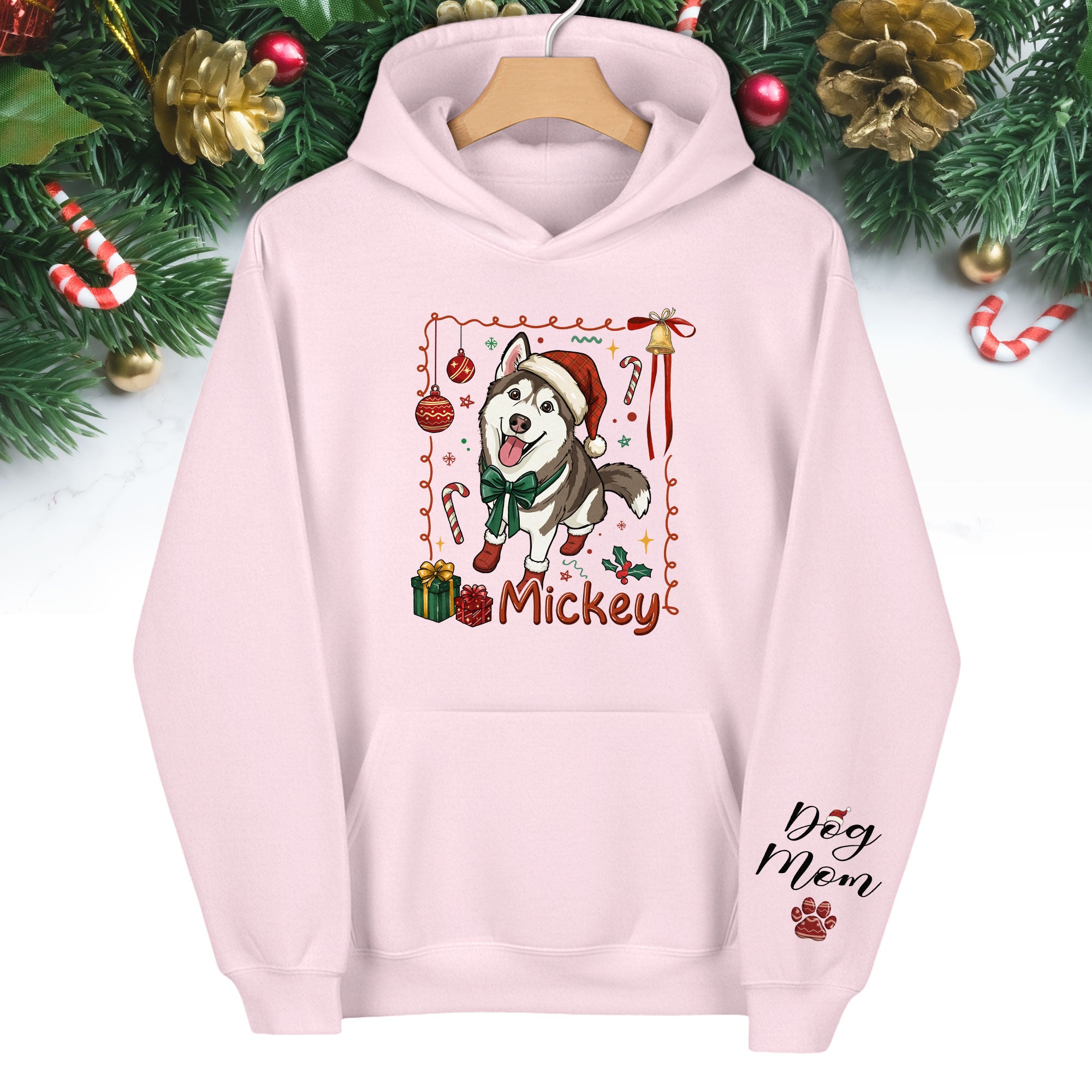 Custom Dog Christmas Hoodie – Personalized Pet Photo Gift for Dog Moms
