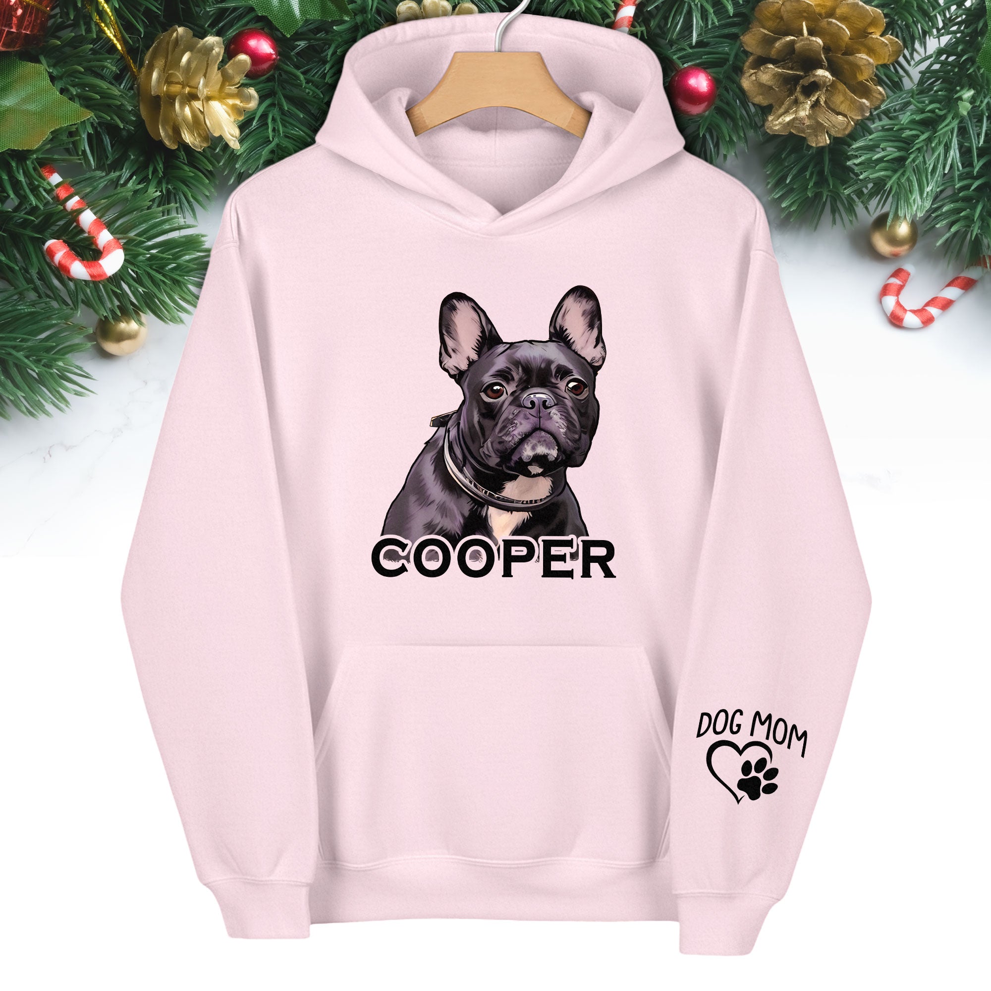 Custom Dog Mom Hoodie – Personalized Pet Portrait & Name, Cute Dog Lover Gift