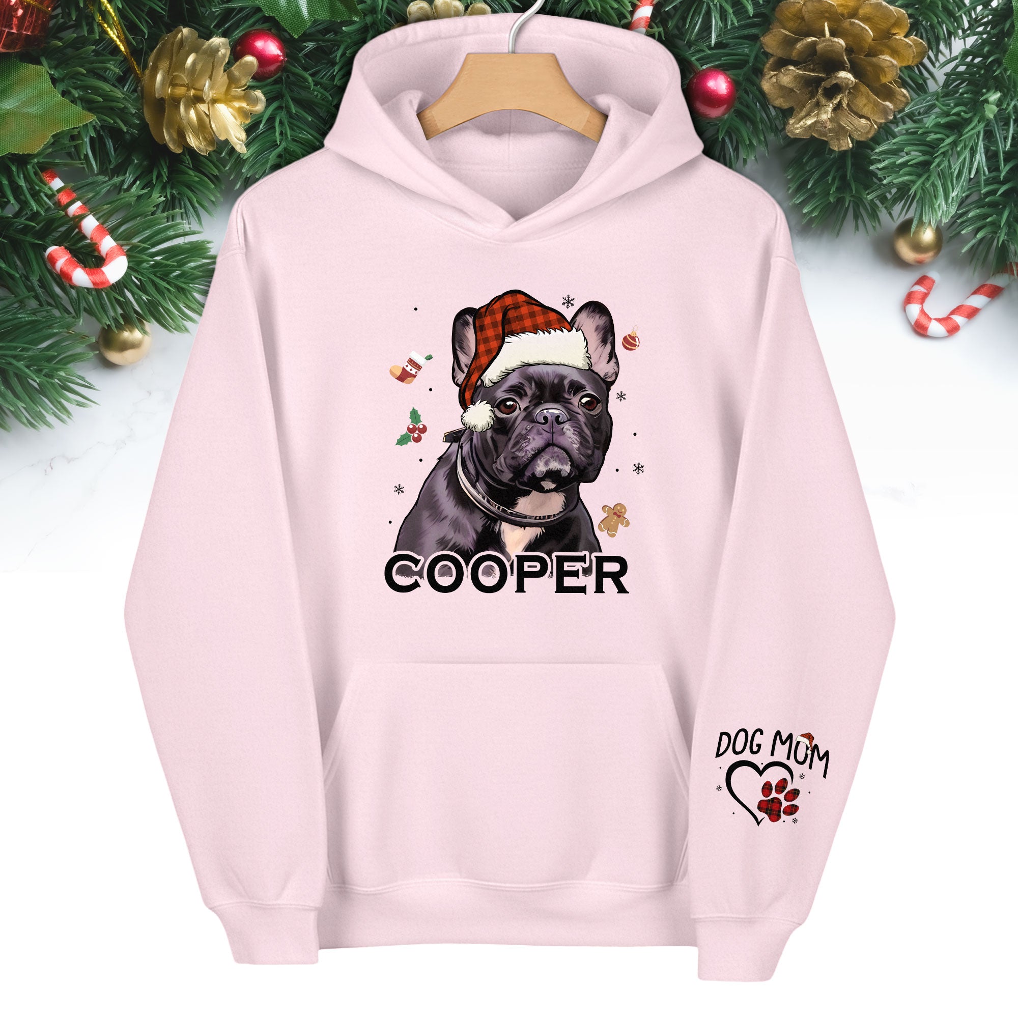 Custom Pet Photo Hoodie – Personalized French Bulldog Art Hoodie, Perfect Dog Mom Gift