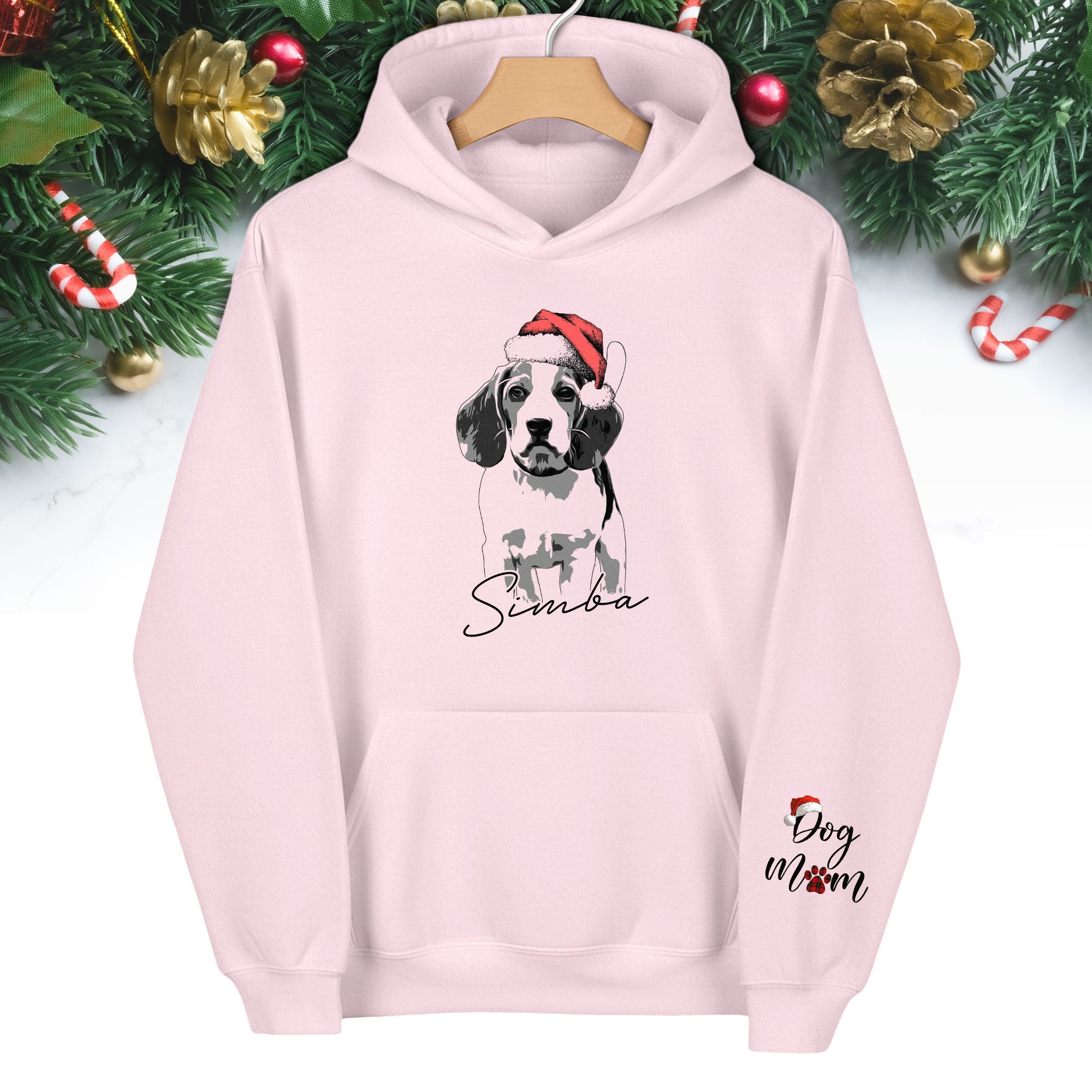 Custom Pet Photo Hoodie – Personalized Dog Hoodie with Christmas Design for Dog Lovers