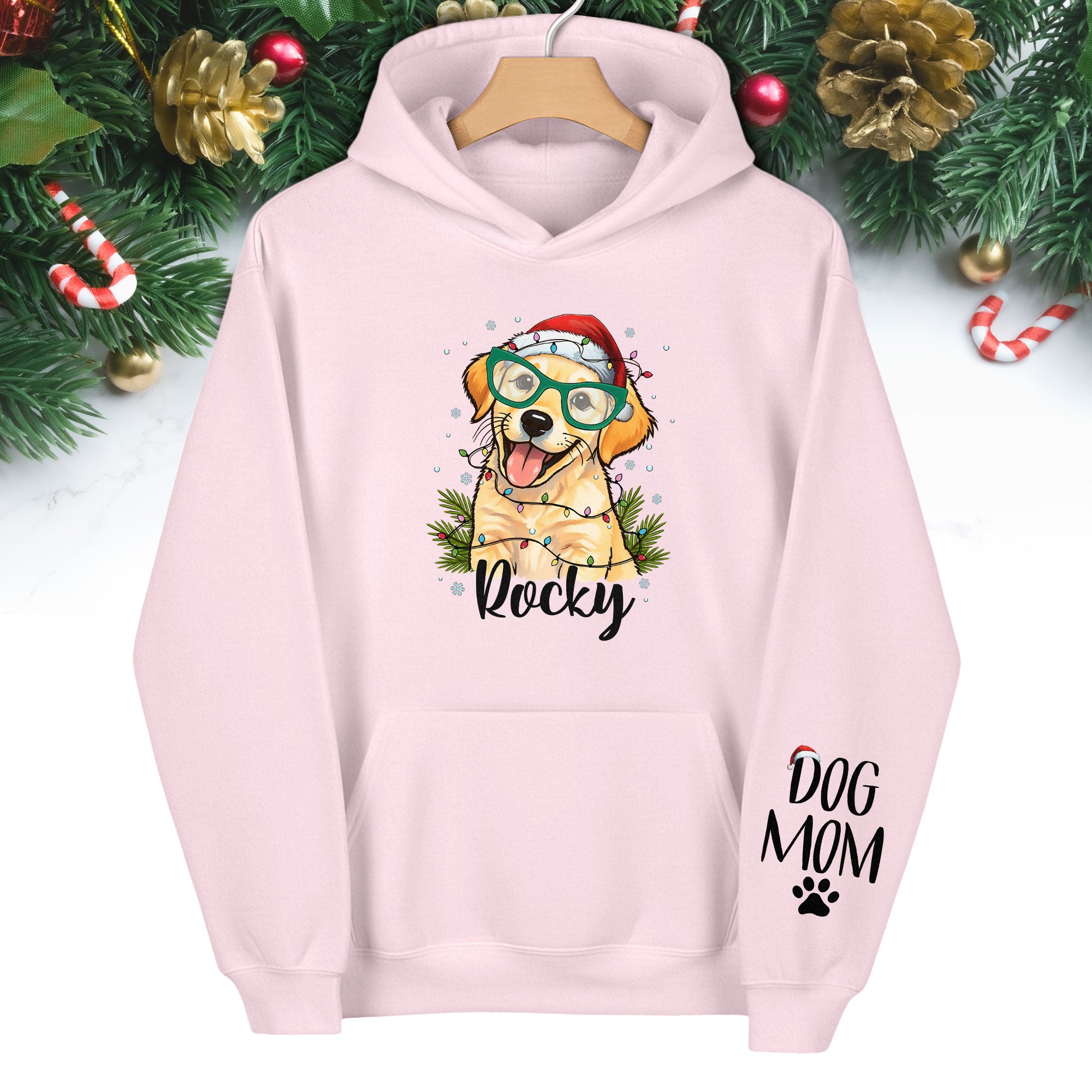 Custom Pet Photo Hoodie – Personalized Dog Mom Christmas Hoodie, Funny Gift for Women