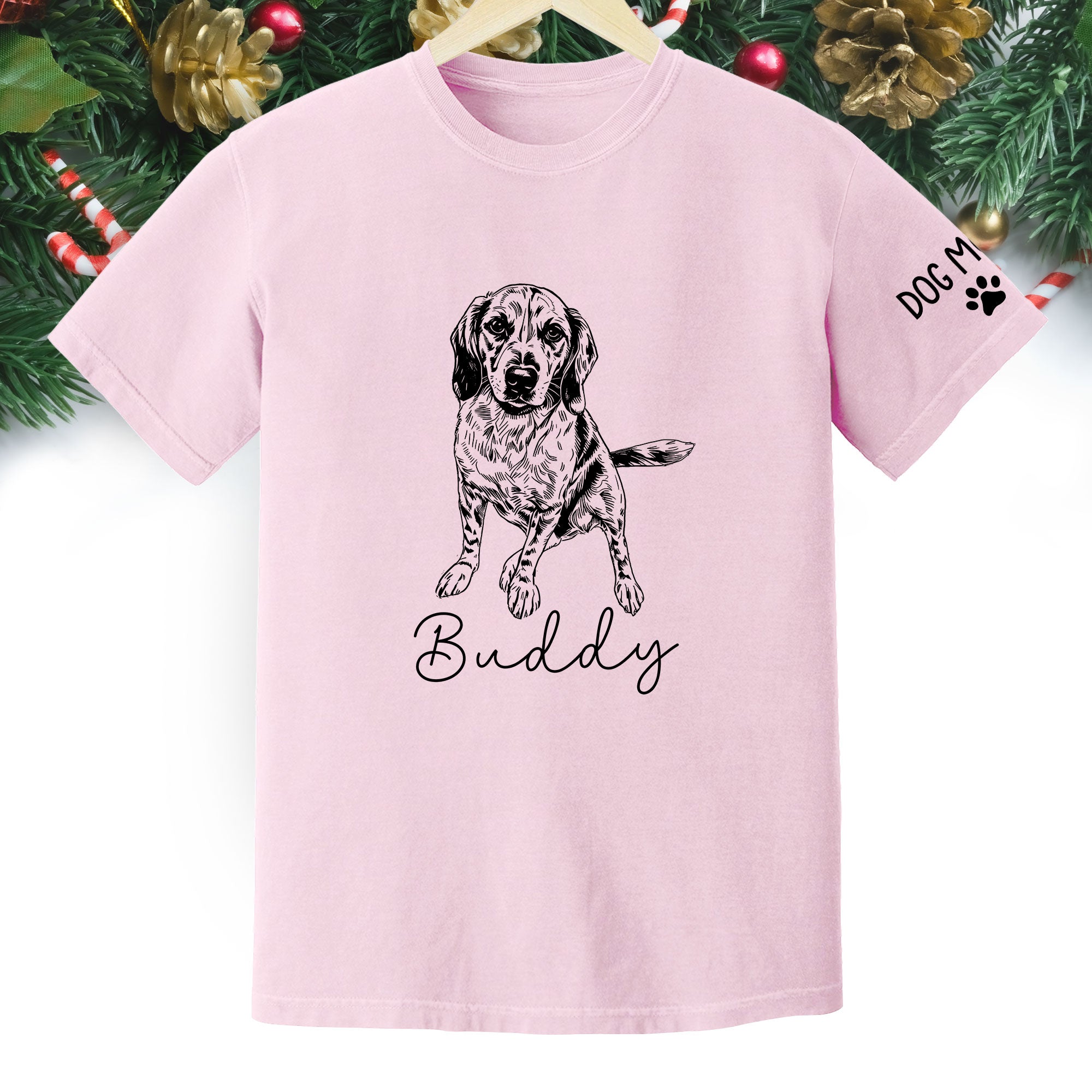 Personalized Dog Mom T-Shirt, Custom Dog Line Art Tee with Pet Name, Unique Gift for Dog Lovers