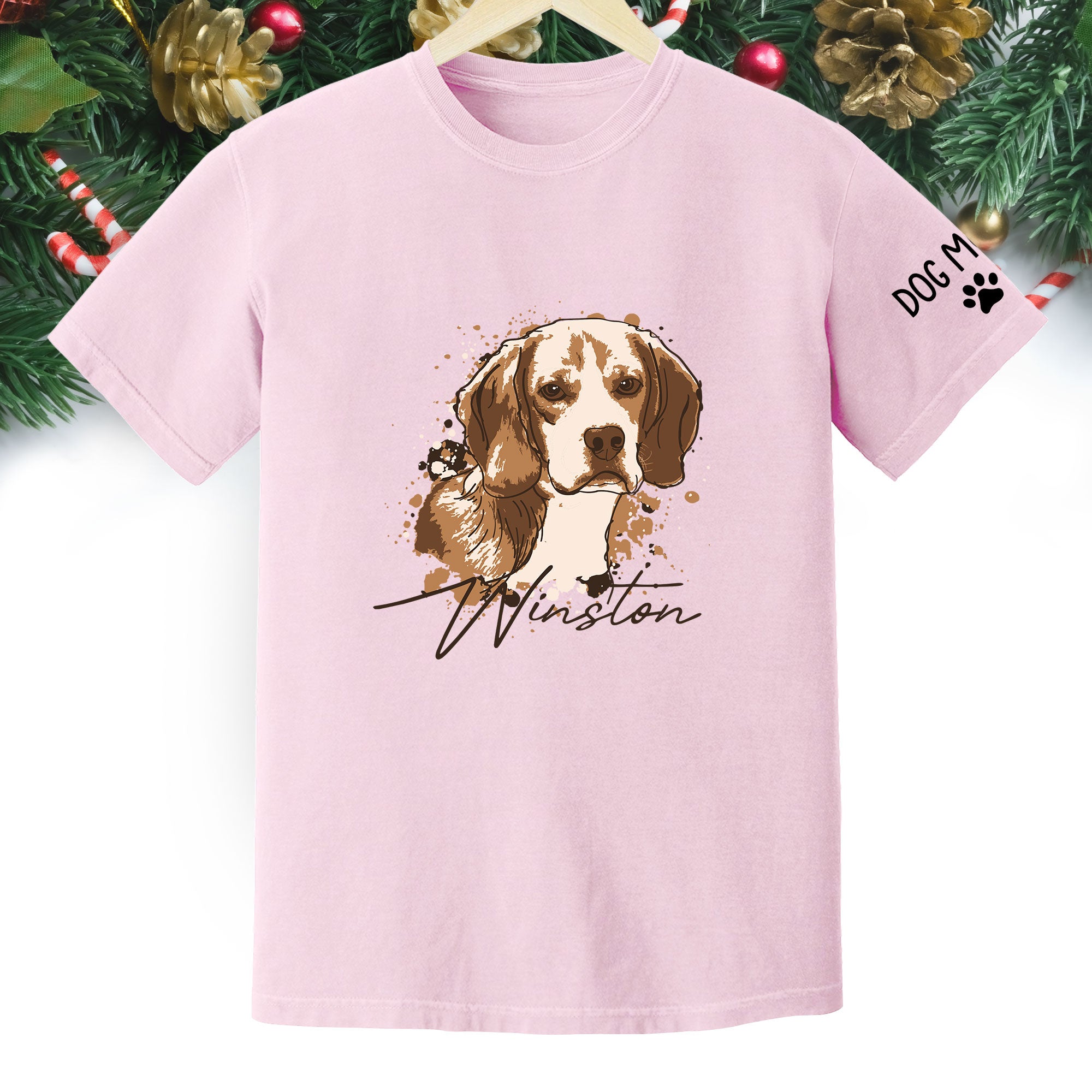 Personalized Dog Mom T-Shirt – Custom Dog Portrait Shirt with Pet Photo & Name, Unique Gift for Pet Lovers