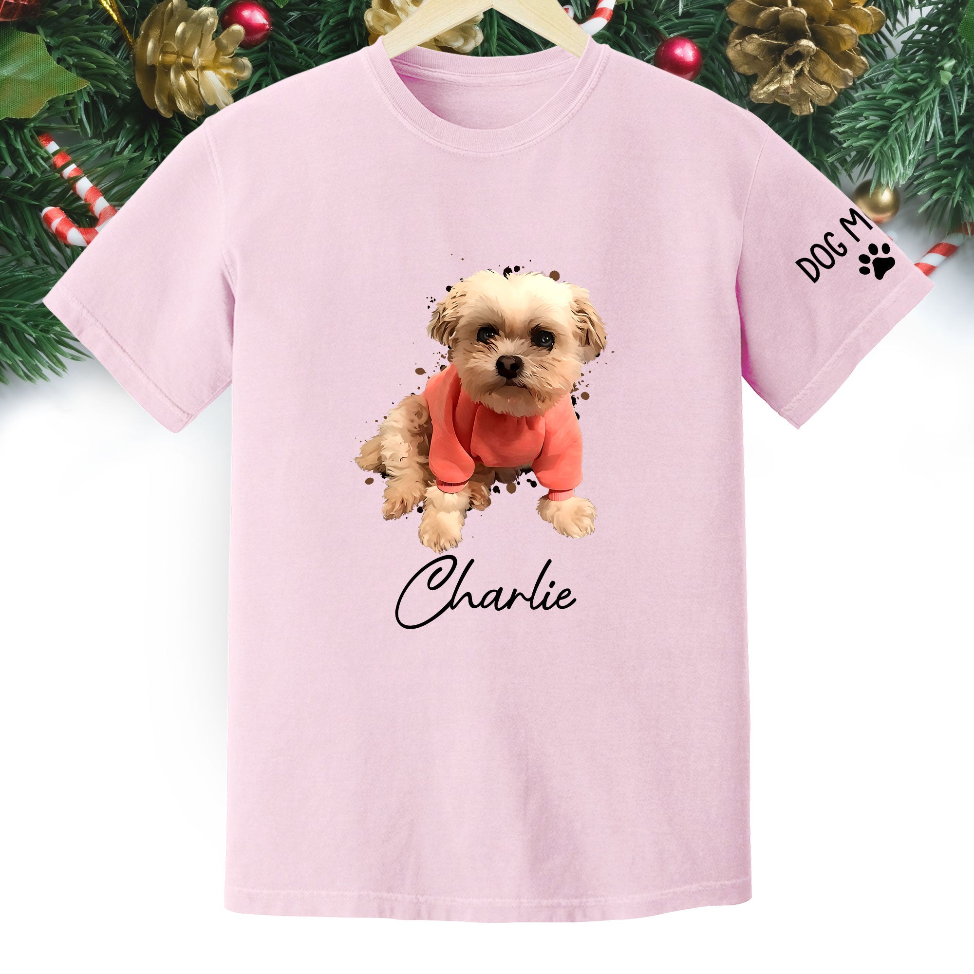 Personalized Dog Mom T-Shirt – Custom Dog Photo Shirt with Pet Name, Cute Gift for Pet Lovers