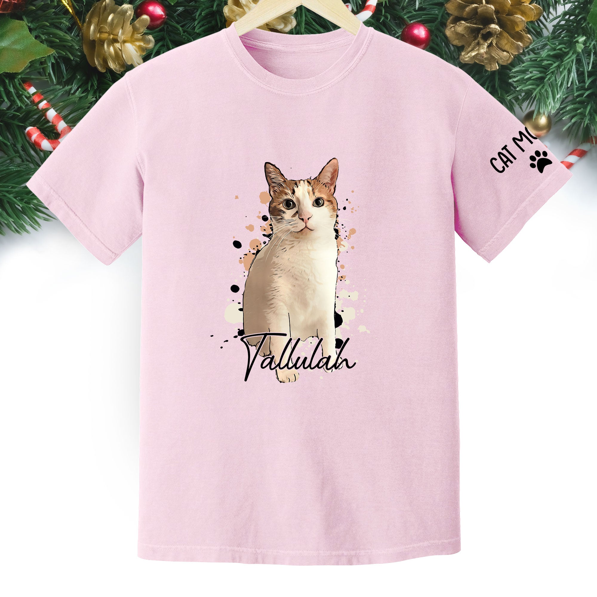 Personalized Cat Mom T-Shirt – Custom Cat Photo Shirt with Pet Name, Unique Gift for Cat Lovers