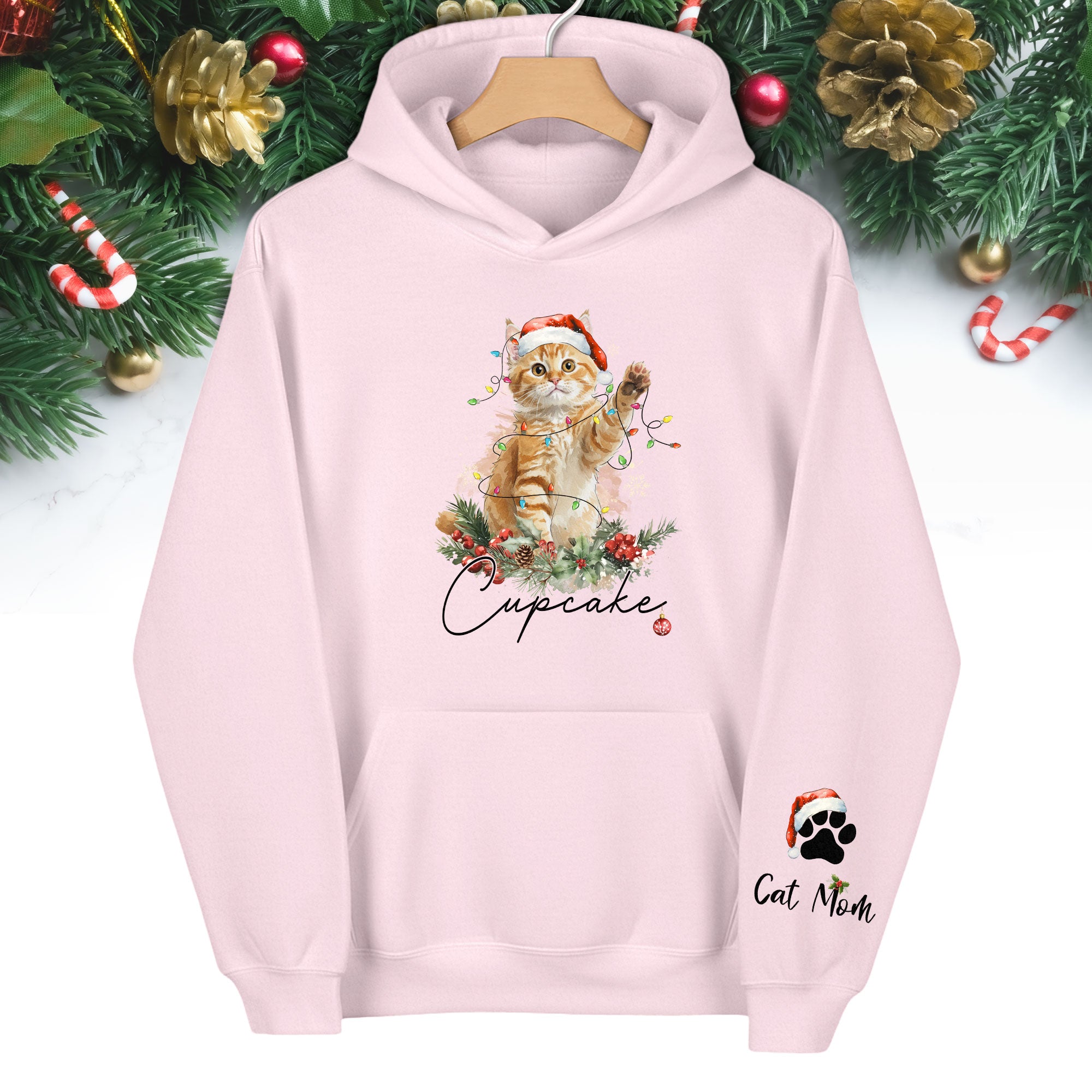Custom Cat Mom Hoodie – Personalized Pet Photo Hoodie, Cute Christmas Gift for Women