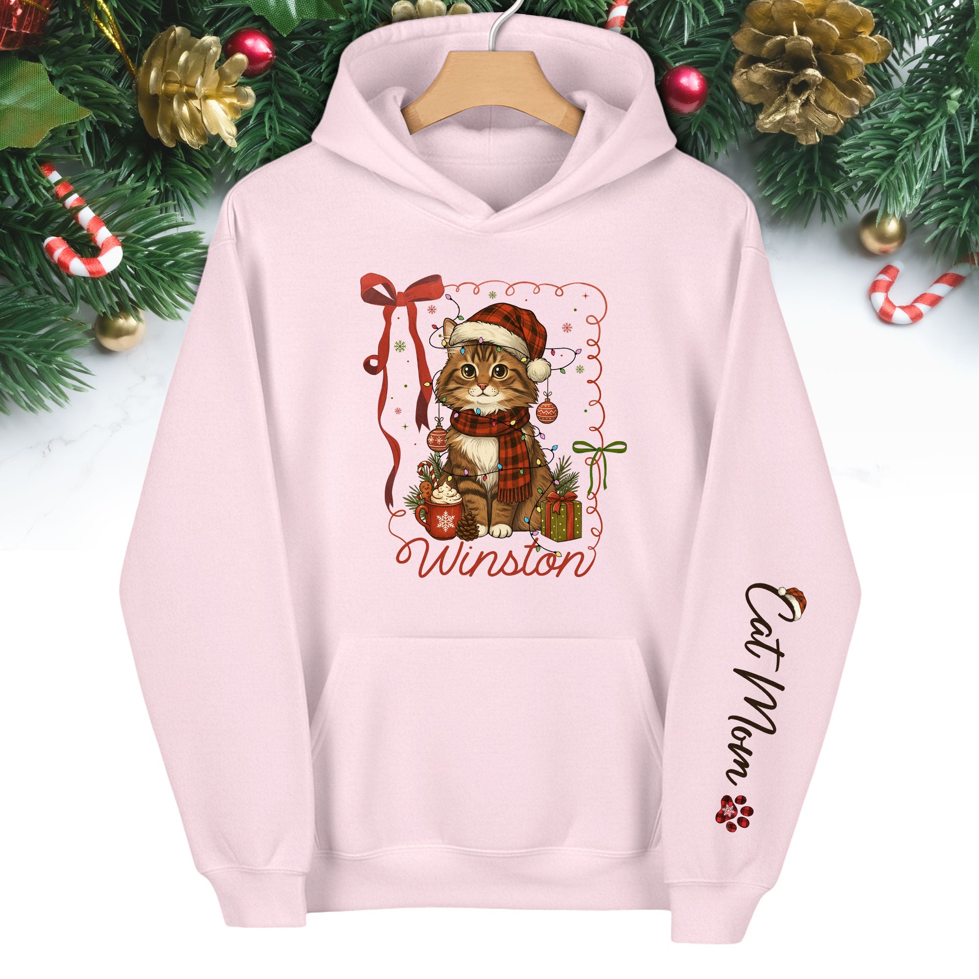 Personalized Cat Mom Hoodie – Custom Cat Photo Hoodie, Holiday Gift for Cat Lovers