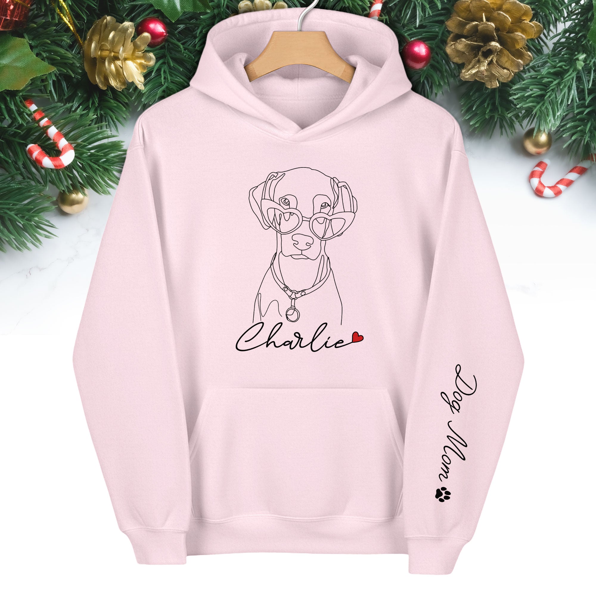 Custom Line Art Dog Hoodie – Personalized Pet Drawing & Name Gift for Pet Owners