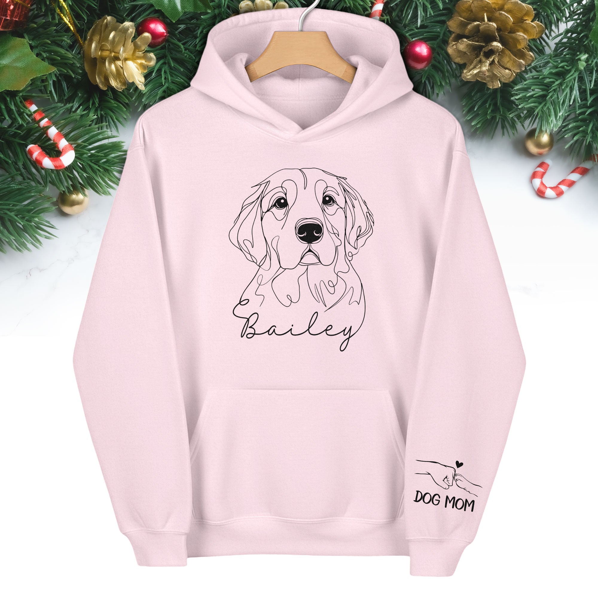 Personalized Pet Line Art Hoodie – Custom Dog or Cat Drawing with Name | Dog Mom Gift