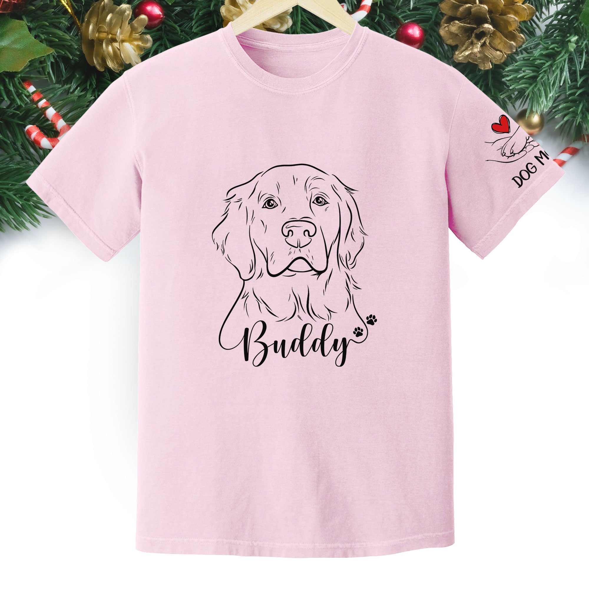 Custom Dog Mom T-Shirt – Personalized Line Art Dog Drawing, Unique Gift for Pet Lovers