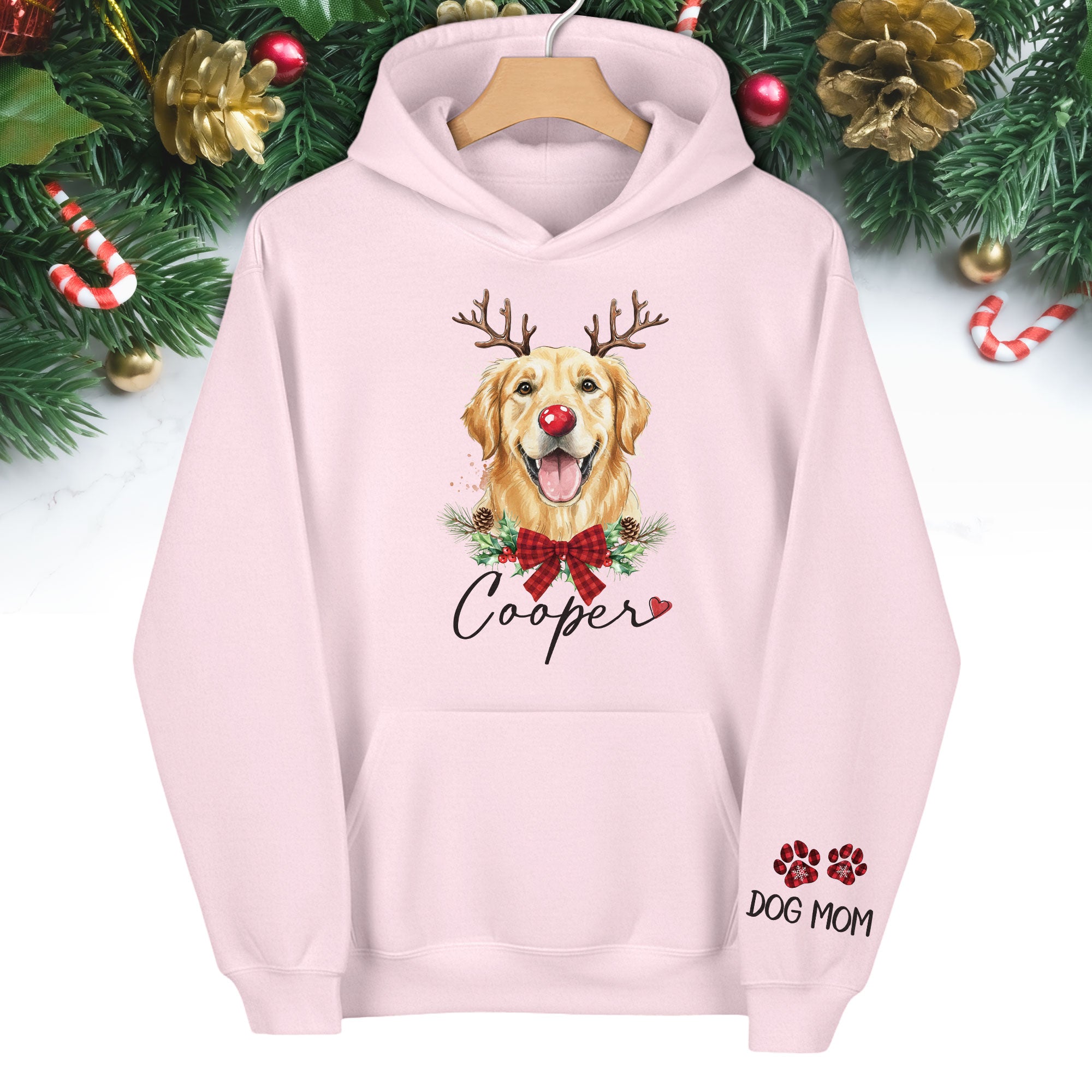 Dog Mom Christmas Hoodie – Cozy Holiday Sweatshirt for Pet Lovers