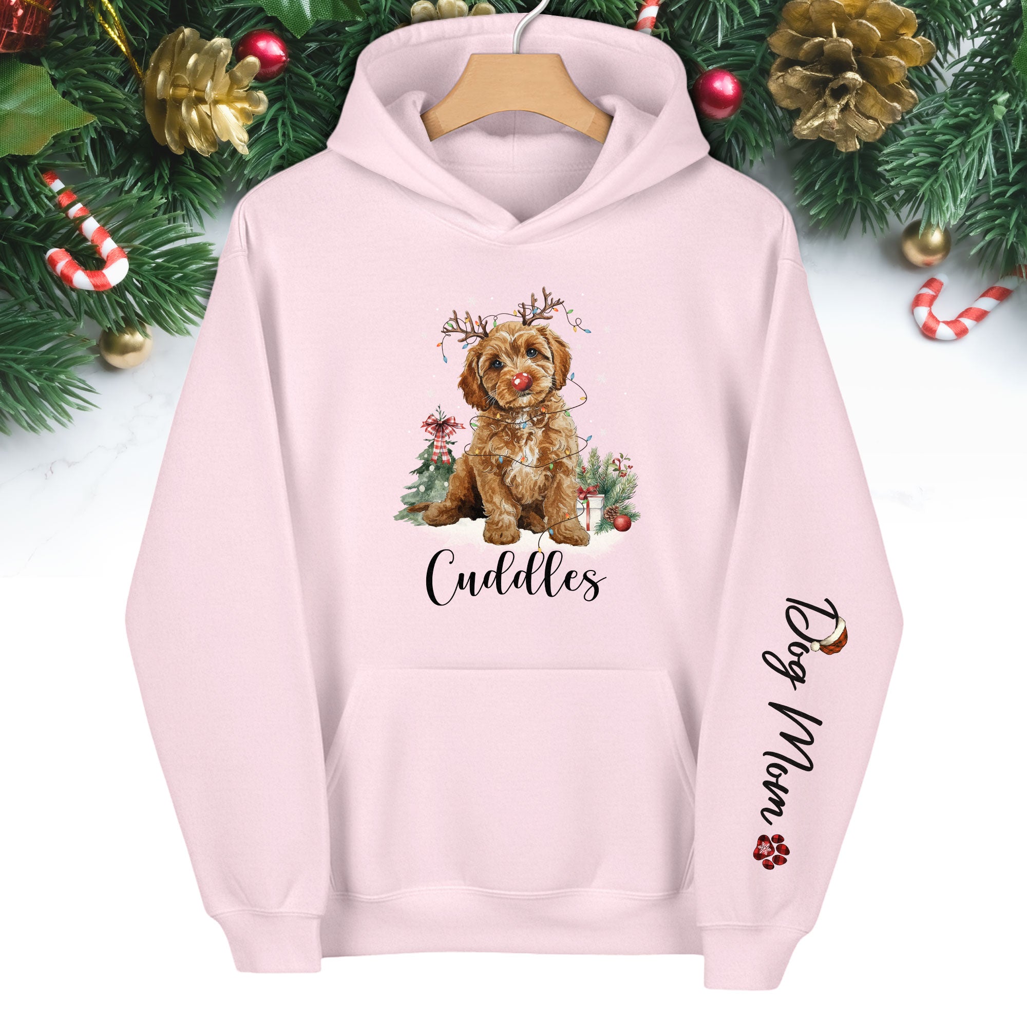 Holiday Dog Mom Hoodie – Perfect Christmas Gift for Puppy Lovers