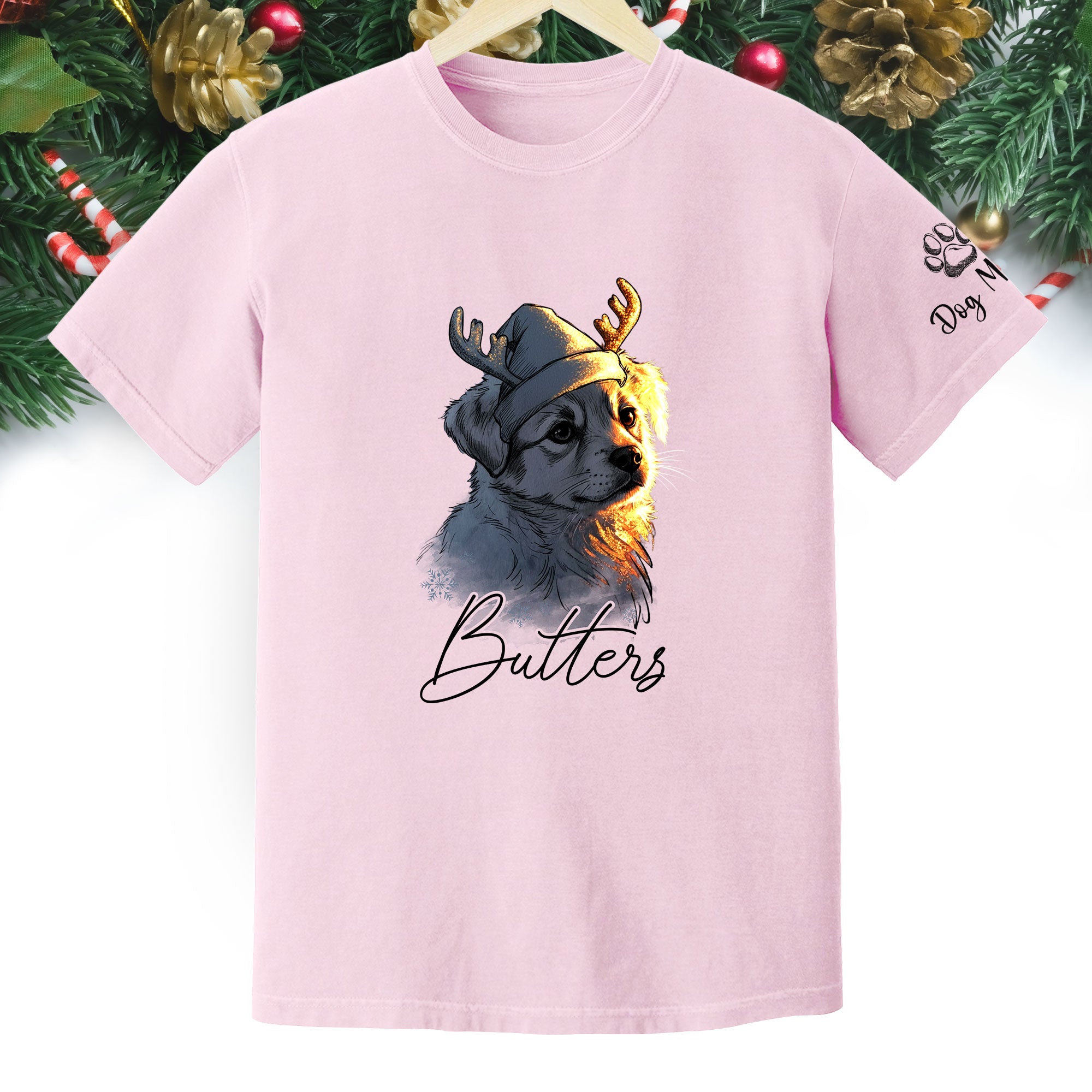 Festive Dog Mom Tee – Christmas Shirt for Women Who Love Their Pup