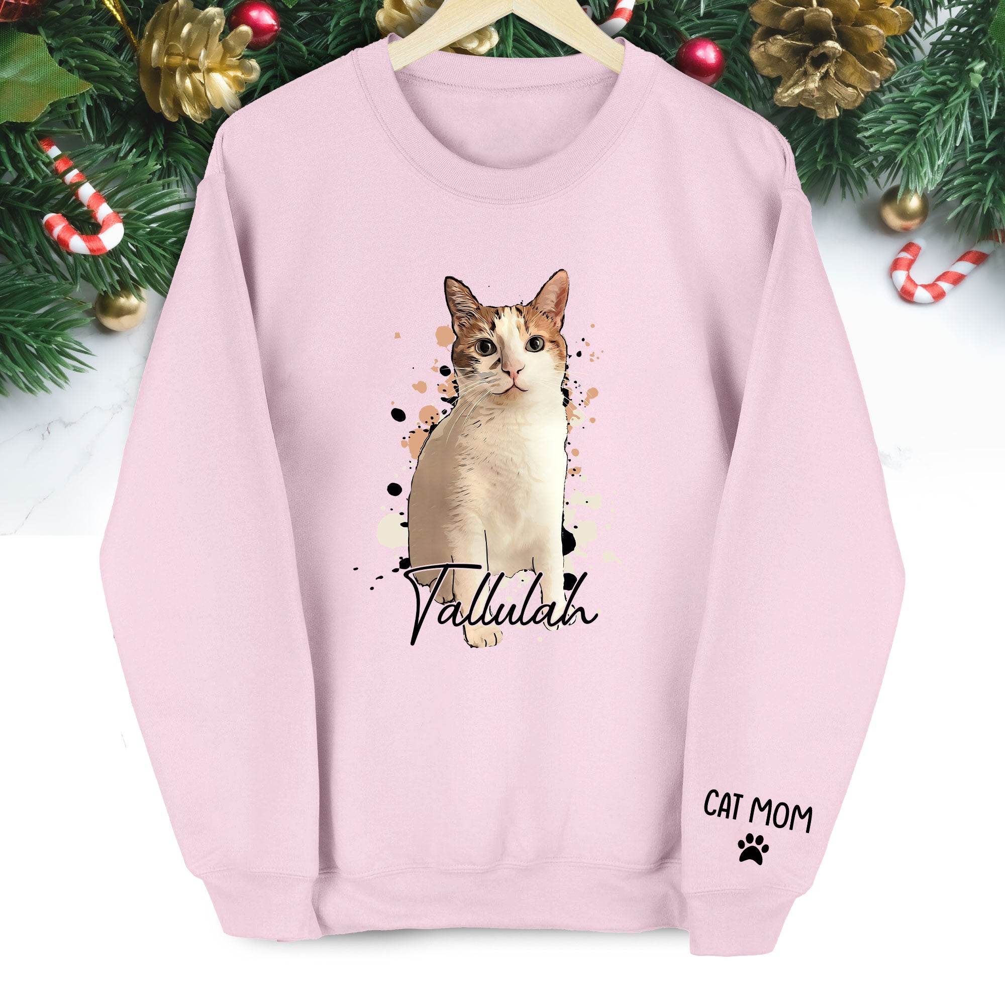 Personalized Cat Mom Sweatshirt – Custom Photo Sweatshirt for Women Cat Lovers