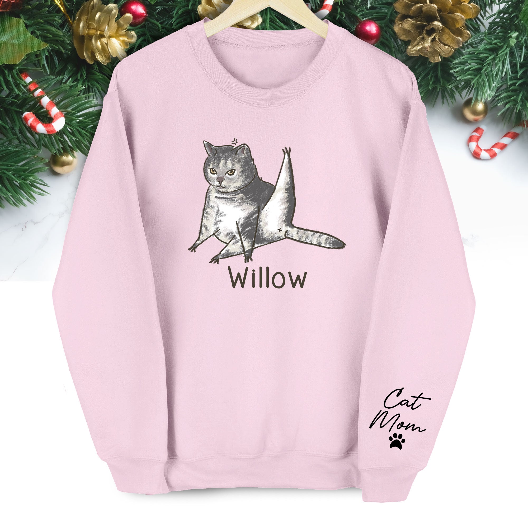 Custom Cat Lover Sweatshirt - Personalized Cute Christmas Gift for Cat Mom