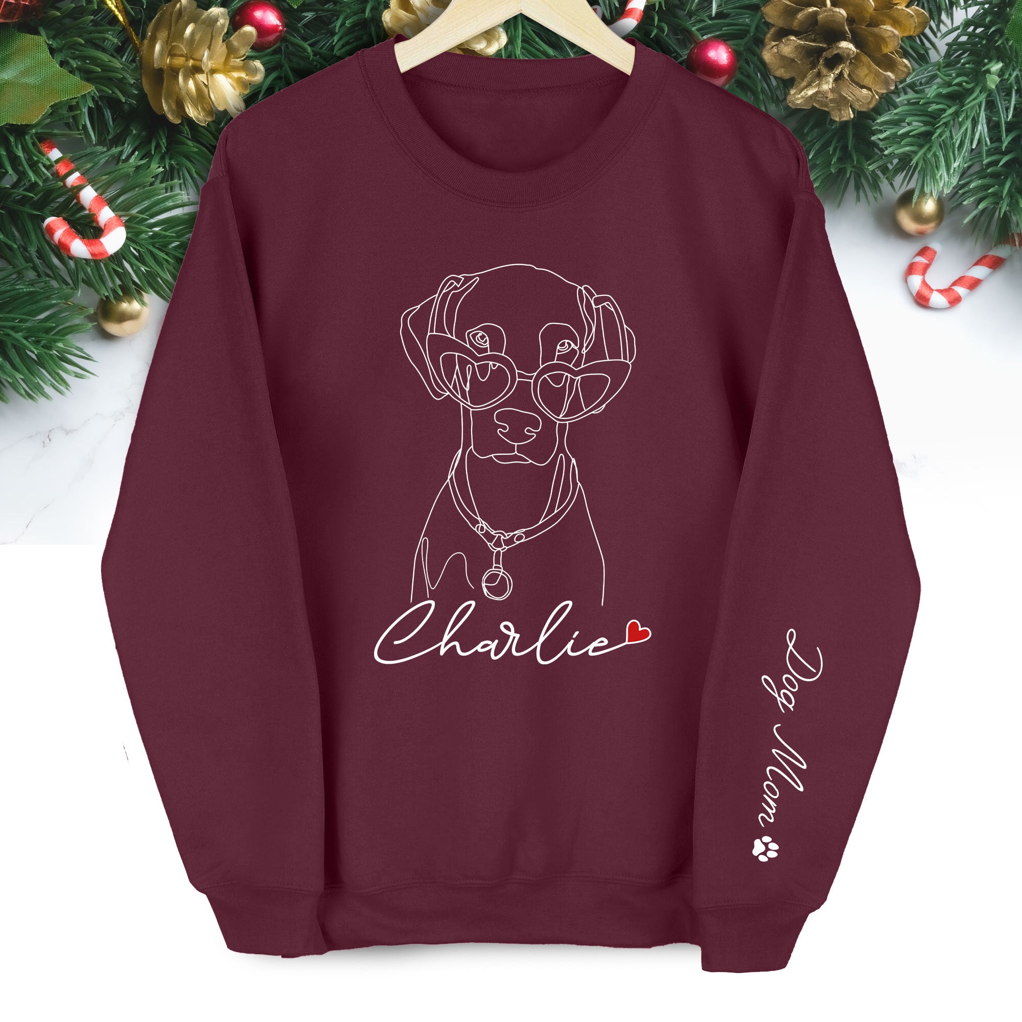 Custom Dog Sweatshirt for Dog Moms – Personalized with Your Pet’s Line Art