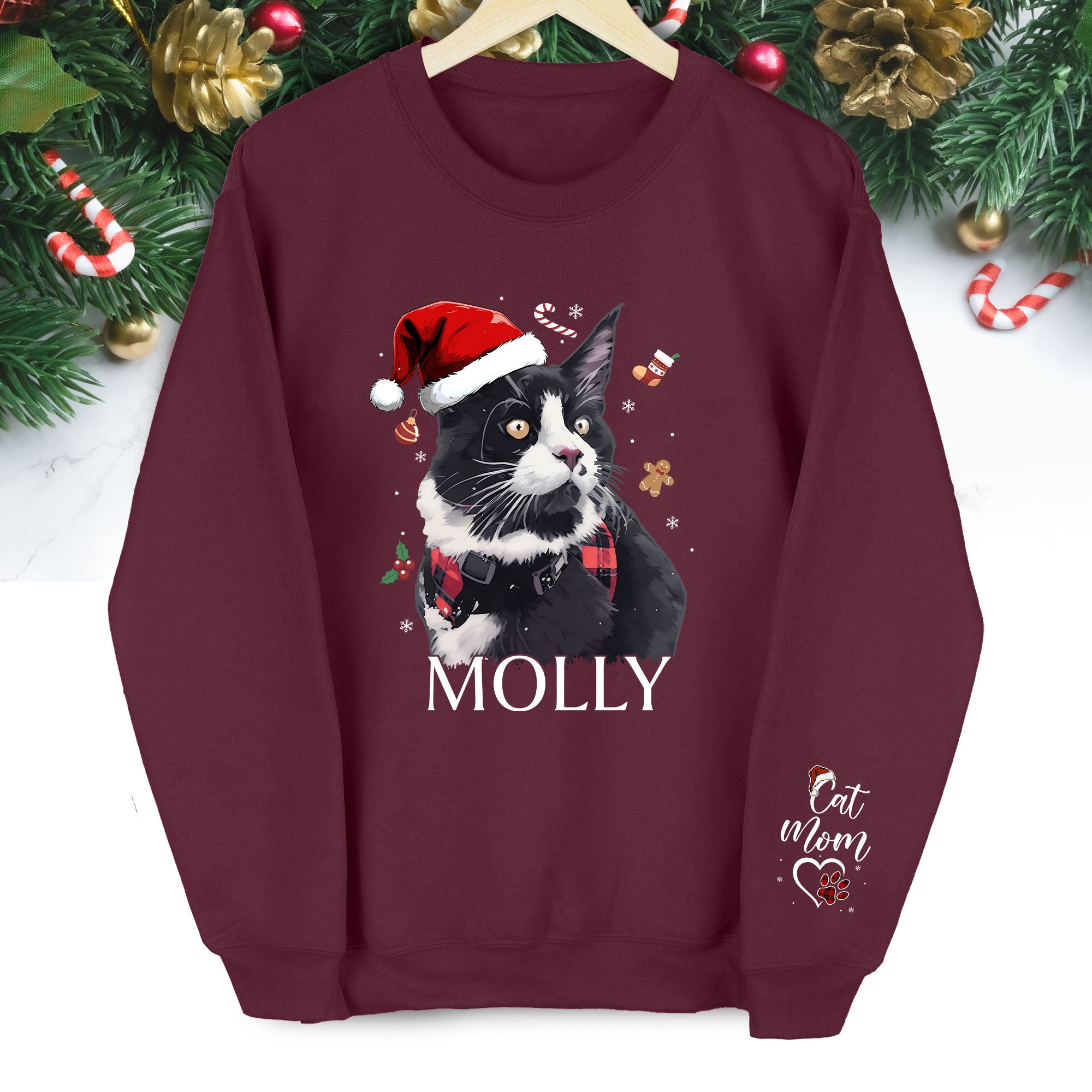 Personalized Sweatshirt for Cat Moms – Custom Cat Design with Your Pet’s Photo