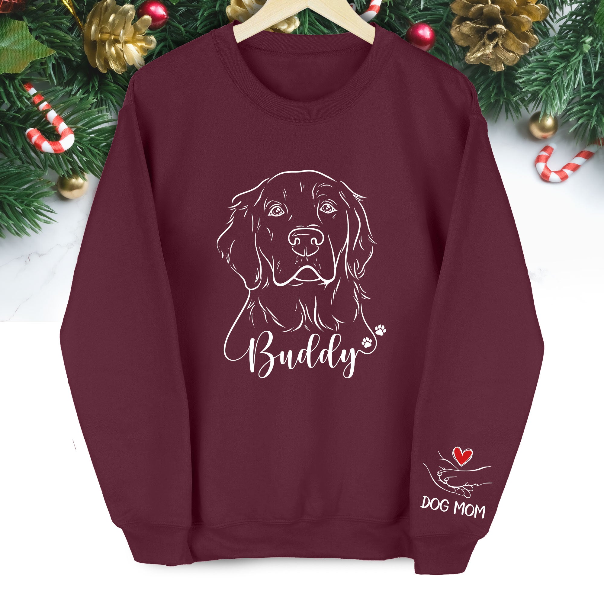 Custom Dog Mom Sweatshirt – Personalized Pet Photo Holiday Gift for Pet Lovers
