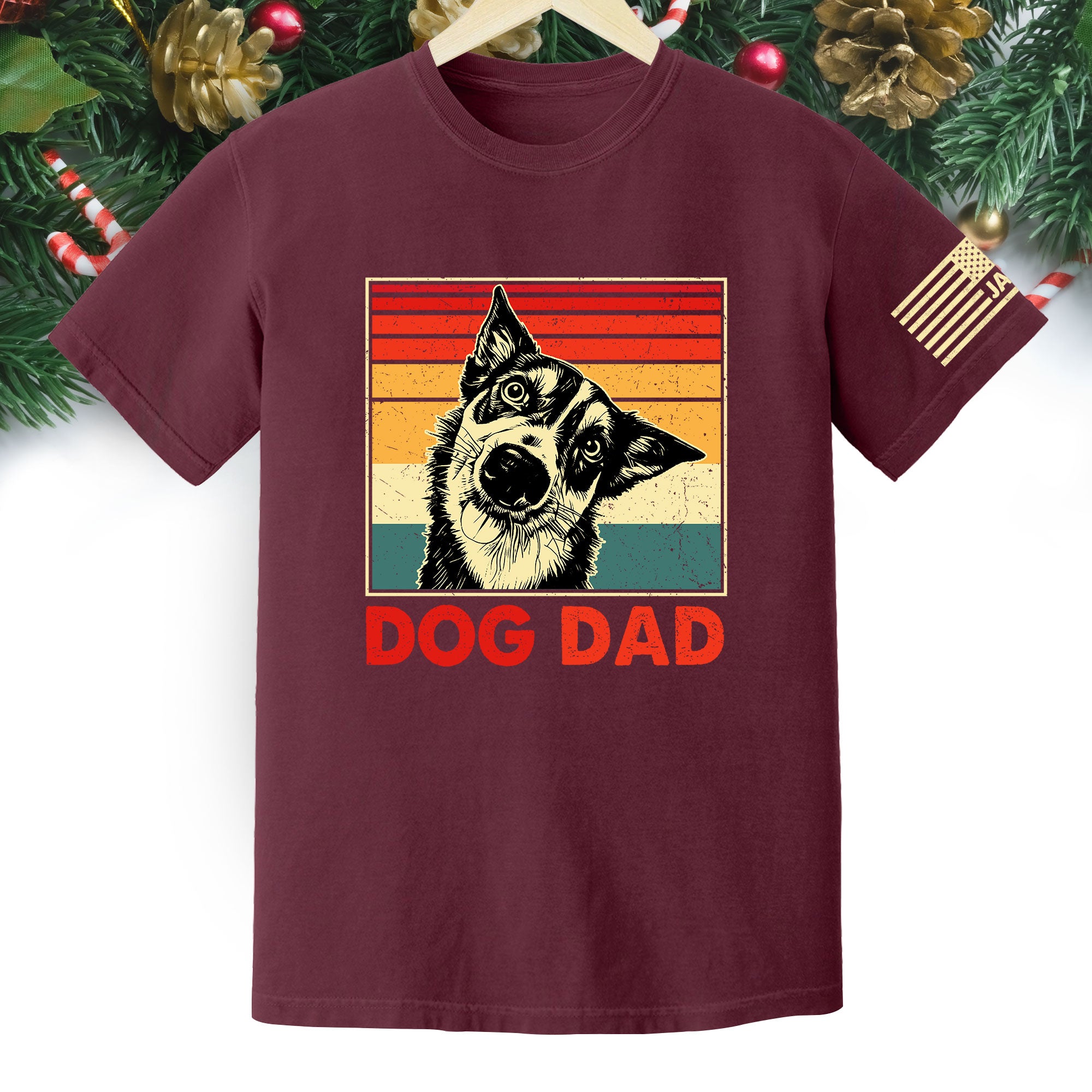 Custom Dog Dad T-Shirt – Personalized Pet Portrait Vintage Tee, Unique Gift for Dog Lovers