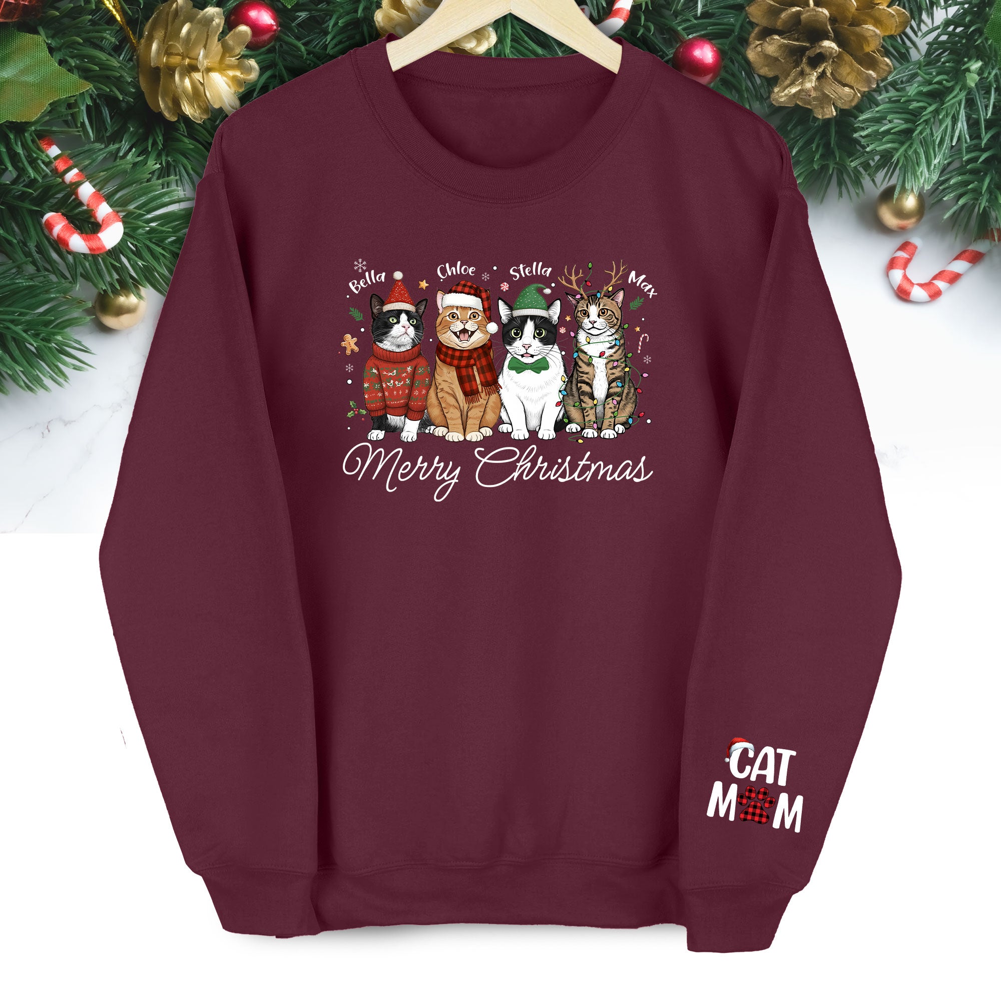 Custom Cat Mom Sweatshirt – Christmas Sweatshirt  for Women