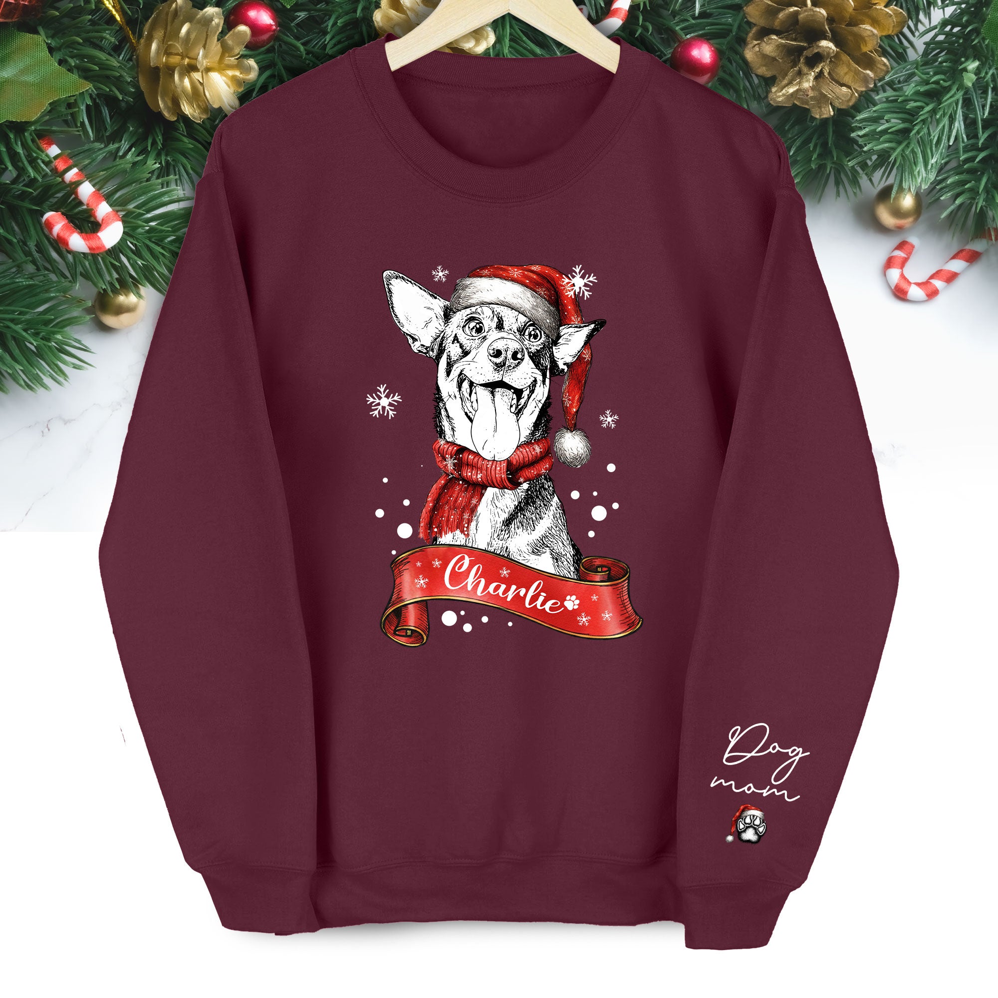 Personalized Dog Mom Sweatshirt, Dog Mom Gift, Christmas Sweatshirts For Women